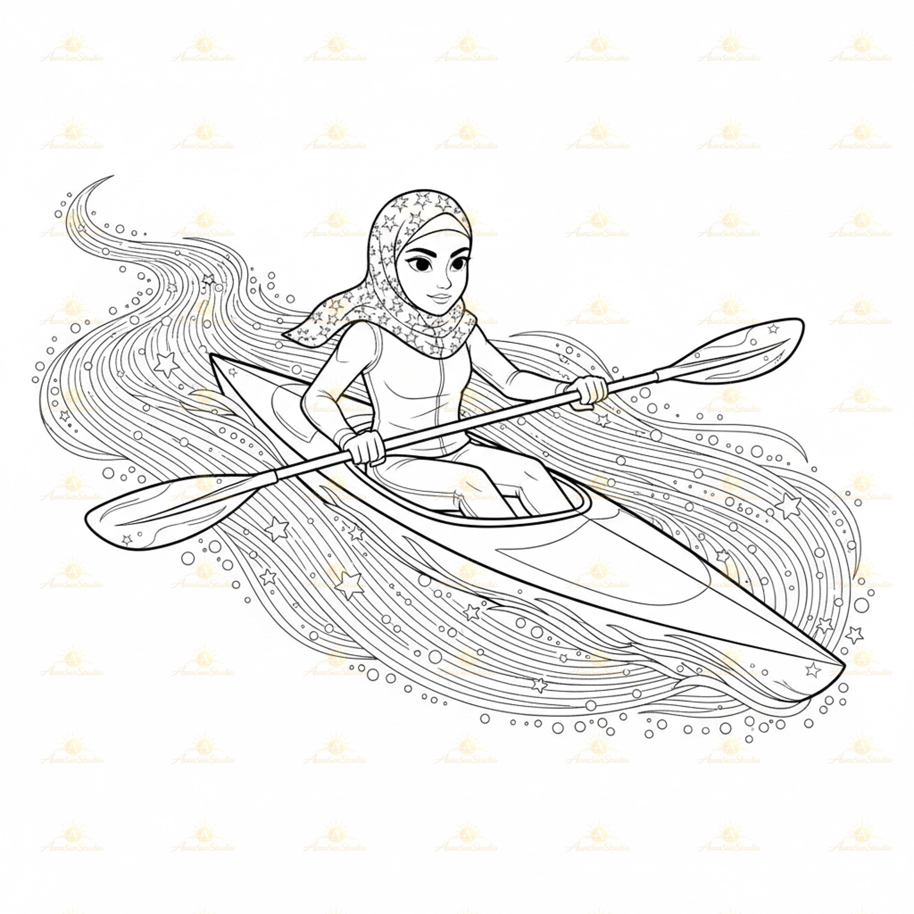 Muslim Kids Sports Coloring Book, Hijabi Athlete Activity Pages (PDF Download) - image 2