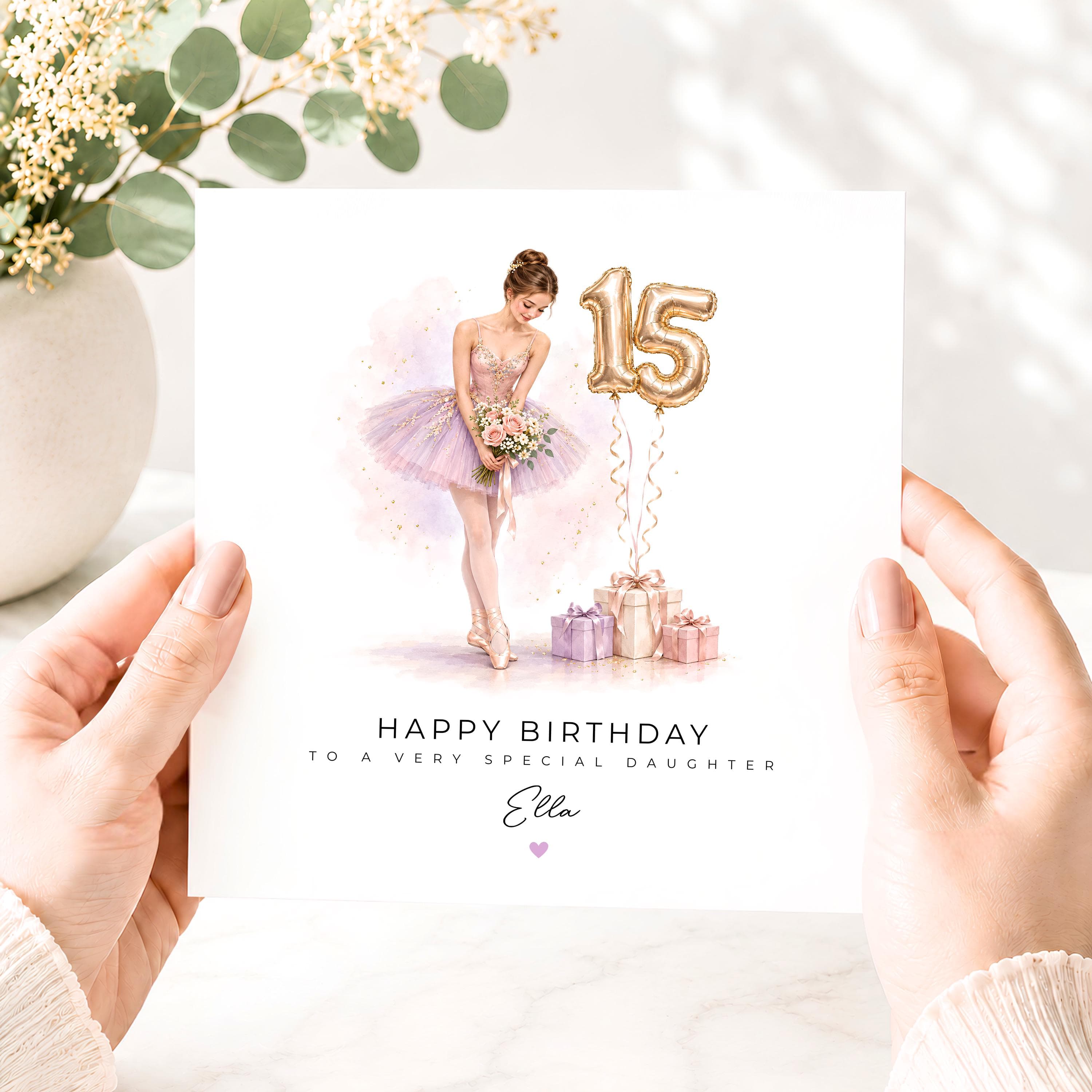Personalised Ballerina 15th Birthday Card, Girls 16th 17th 19th 14th Ballet Card, Age 16 Ballet Card for Daughter Granddaughter Niece - image 3