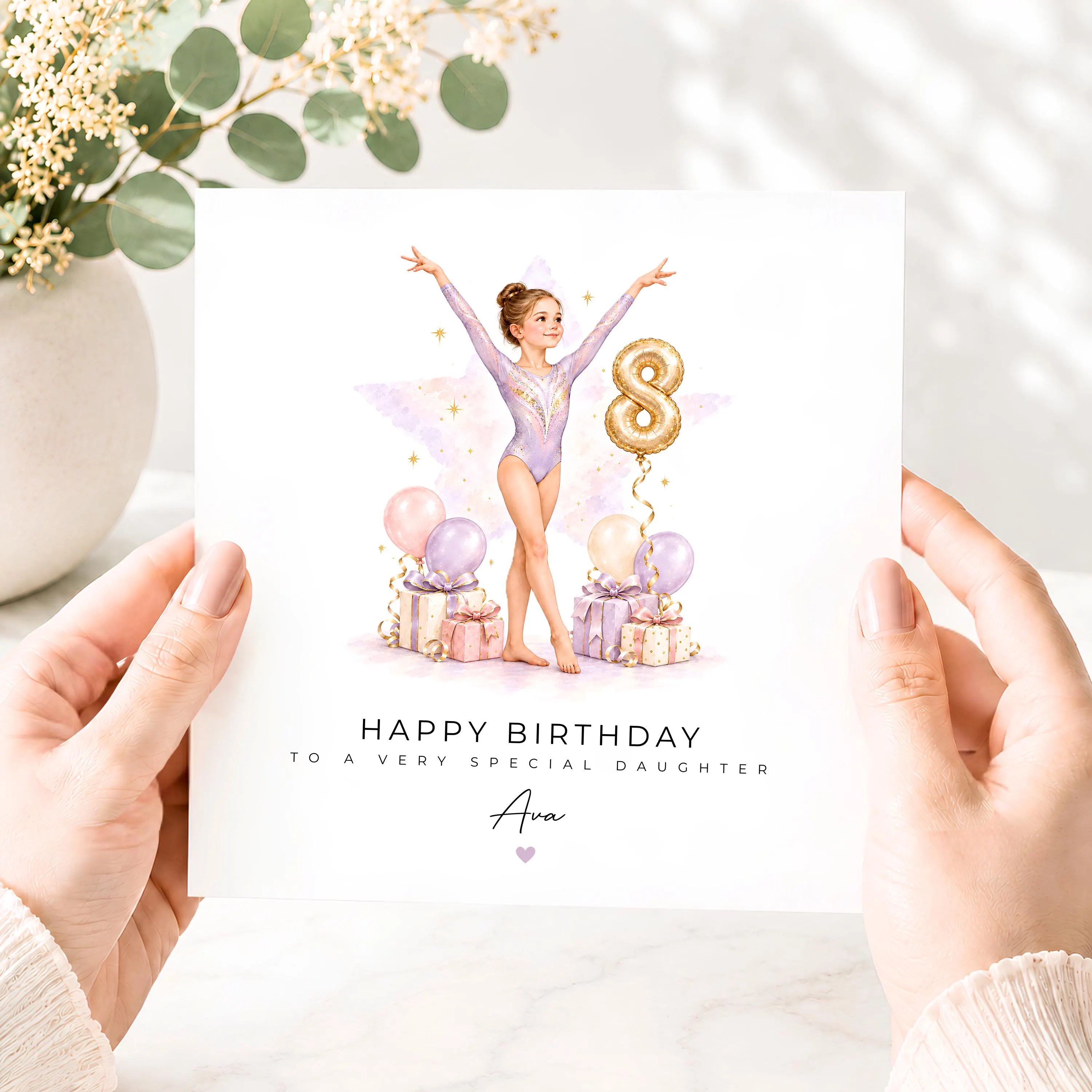 Personalised Gymnastics 8th Birthday Card, Girls 7th 8th 9th Birthday Gymnast Card, Age 8 Gymnast Card for Daughter Granddaughter Niece - image 3