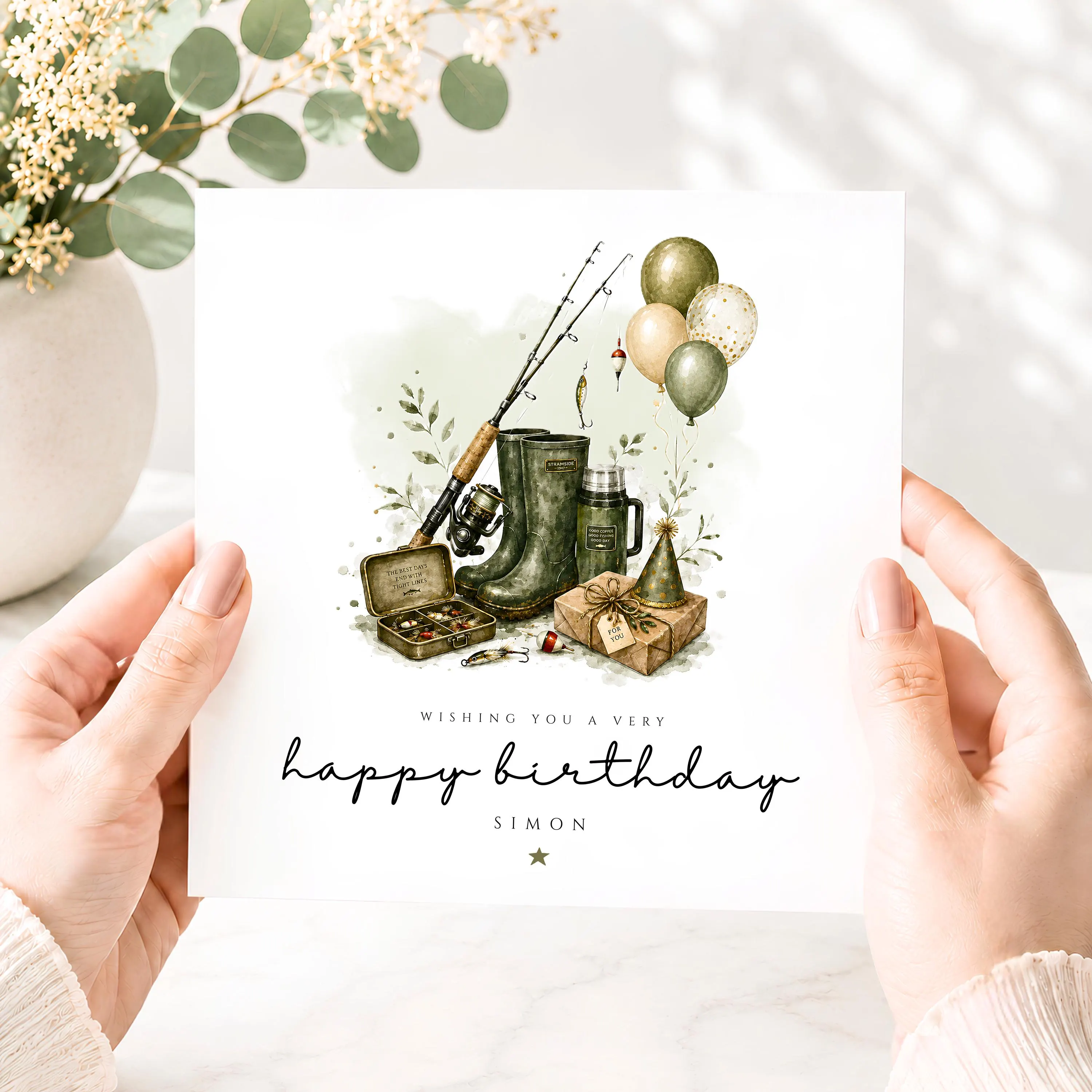 Personalised Fishing Birthday Card for Him, Fisherman Birthday Card, Fishing Card for Grandad Dad Husband, Angling Birthday Card for Men - image 4