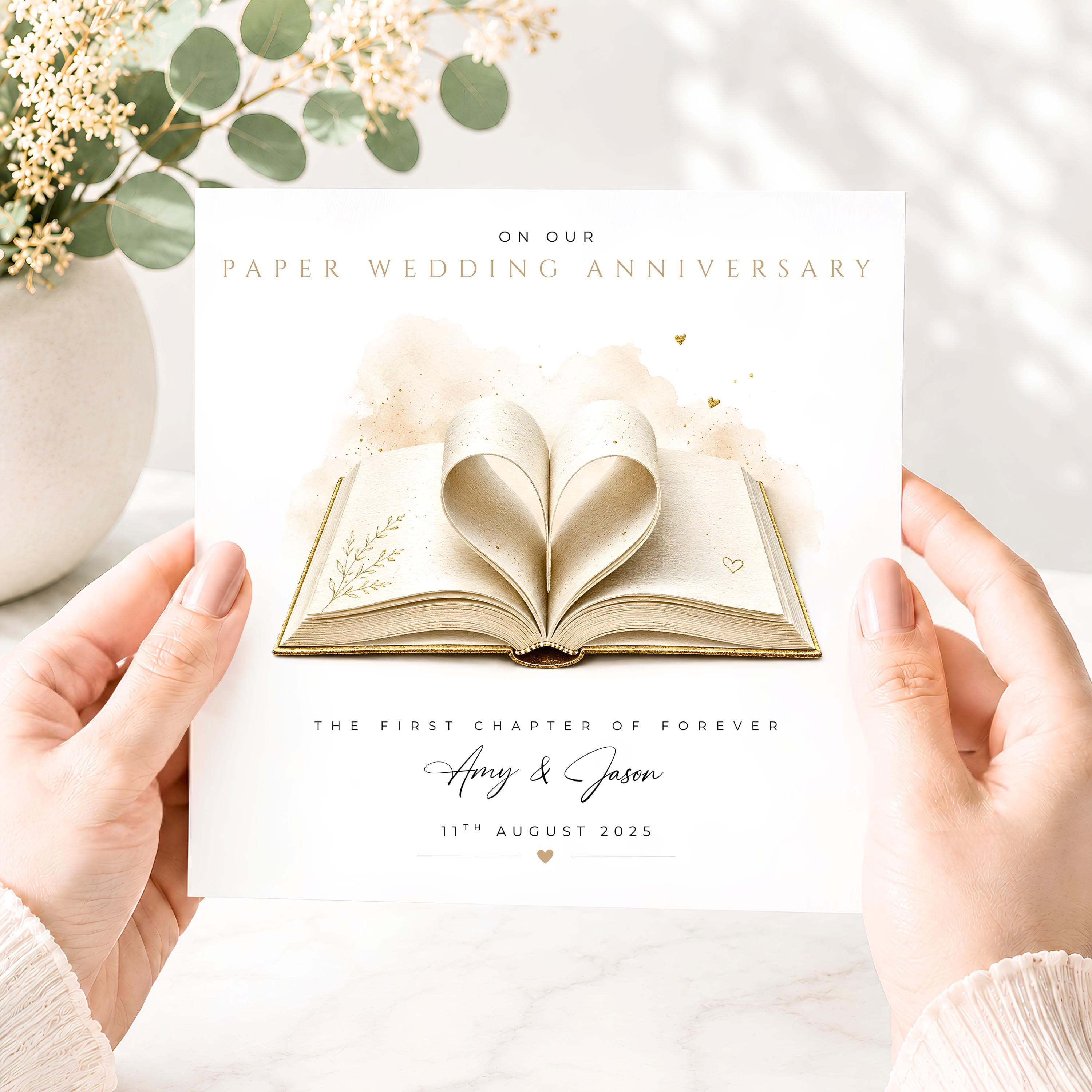 Personalised Paper Anniversary Card, 1st Wedding Anniversary Book Card, First Chapter of Forever Card for Couple - image 4