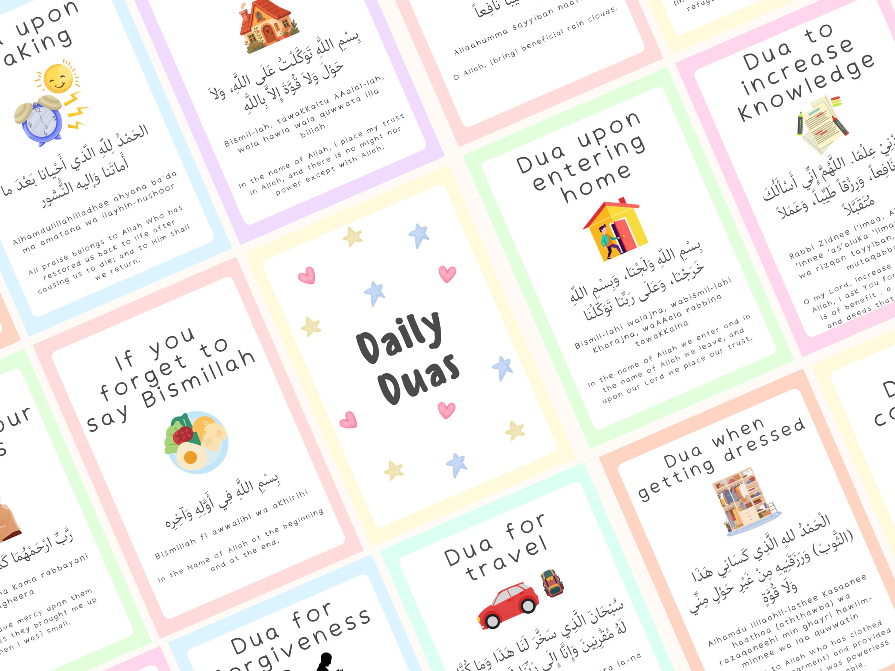 30 Islamic Daily Dua Flashcards Printable | Supplication Cards for Muslim Kids | Prayer Learning | Children Education | Digital Download - image 3