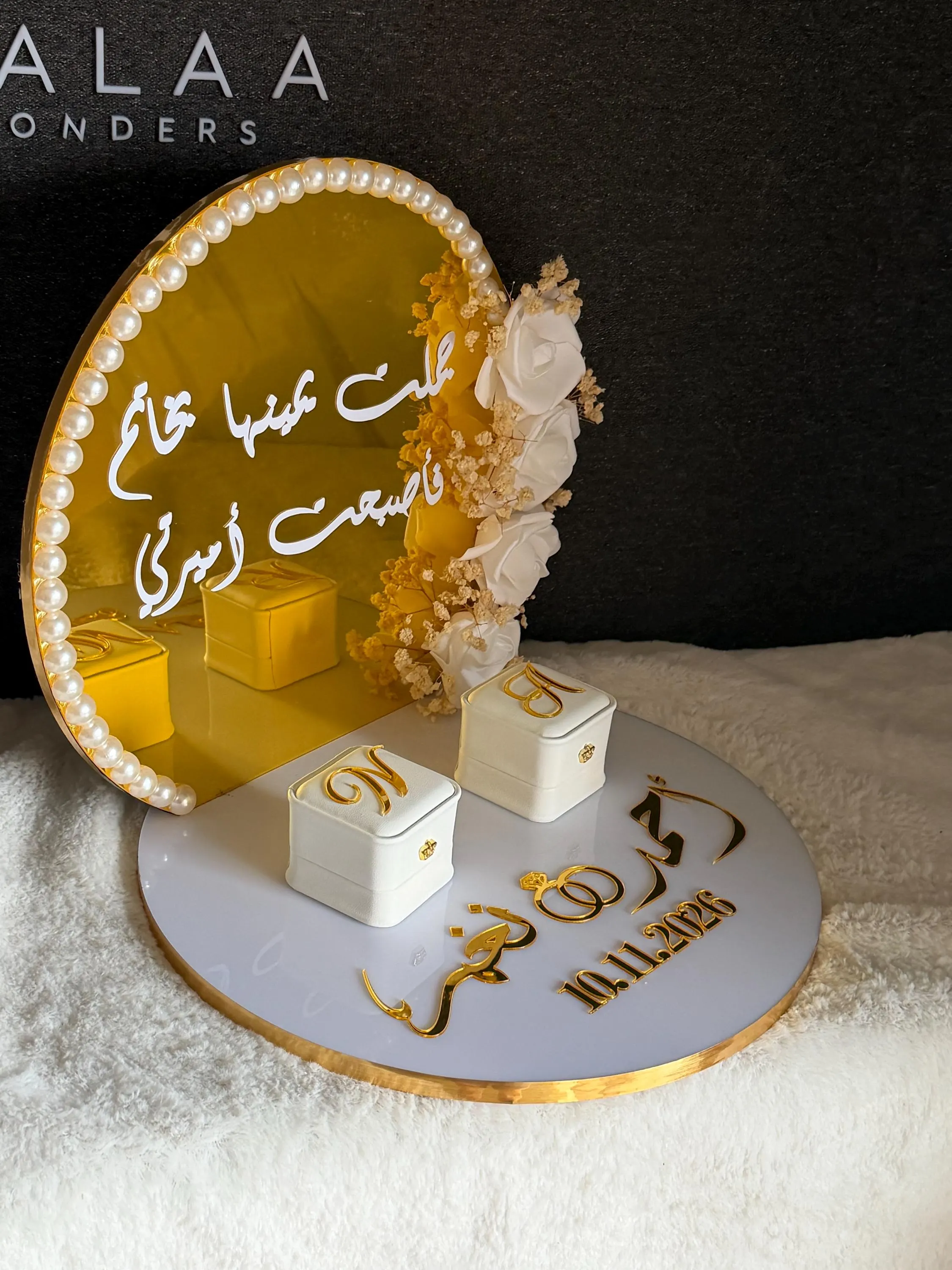 Personalized luxury acrylic Engagement ring gift Tray, Custom Wedding Keepsake - image 3