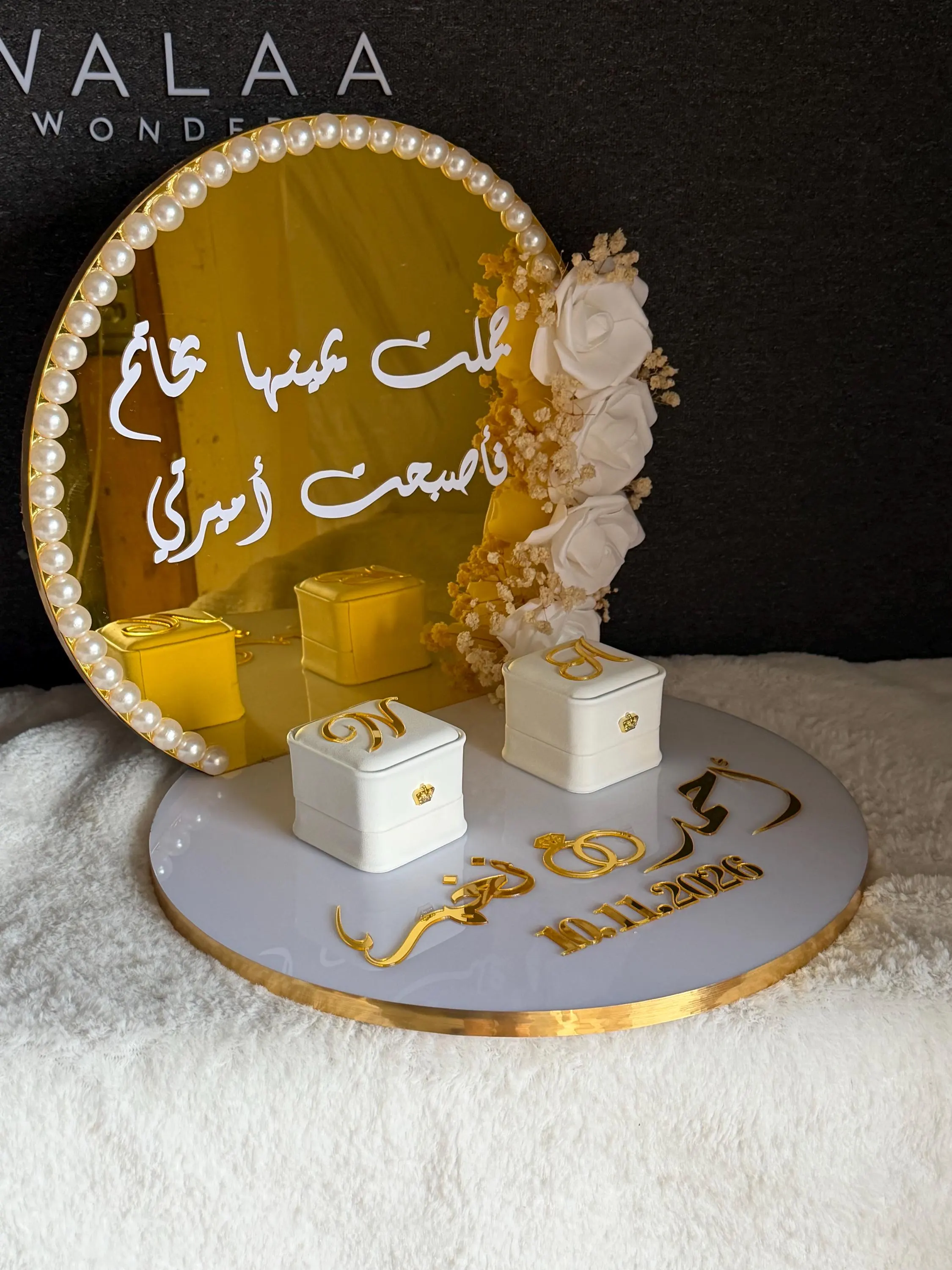 Personalized luxury acrylic Engagement ring gift Tray, Custom Wedding Keepsake
