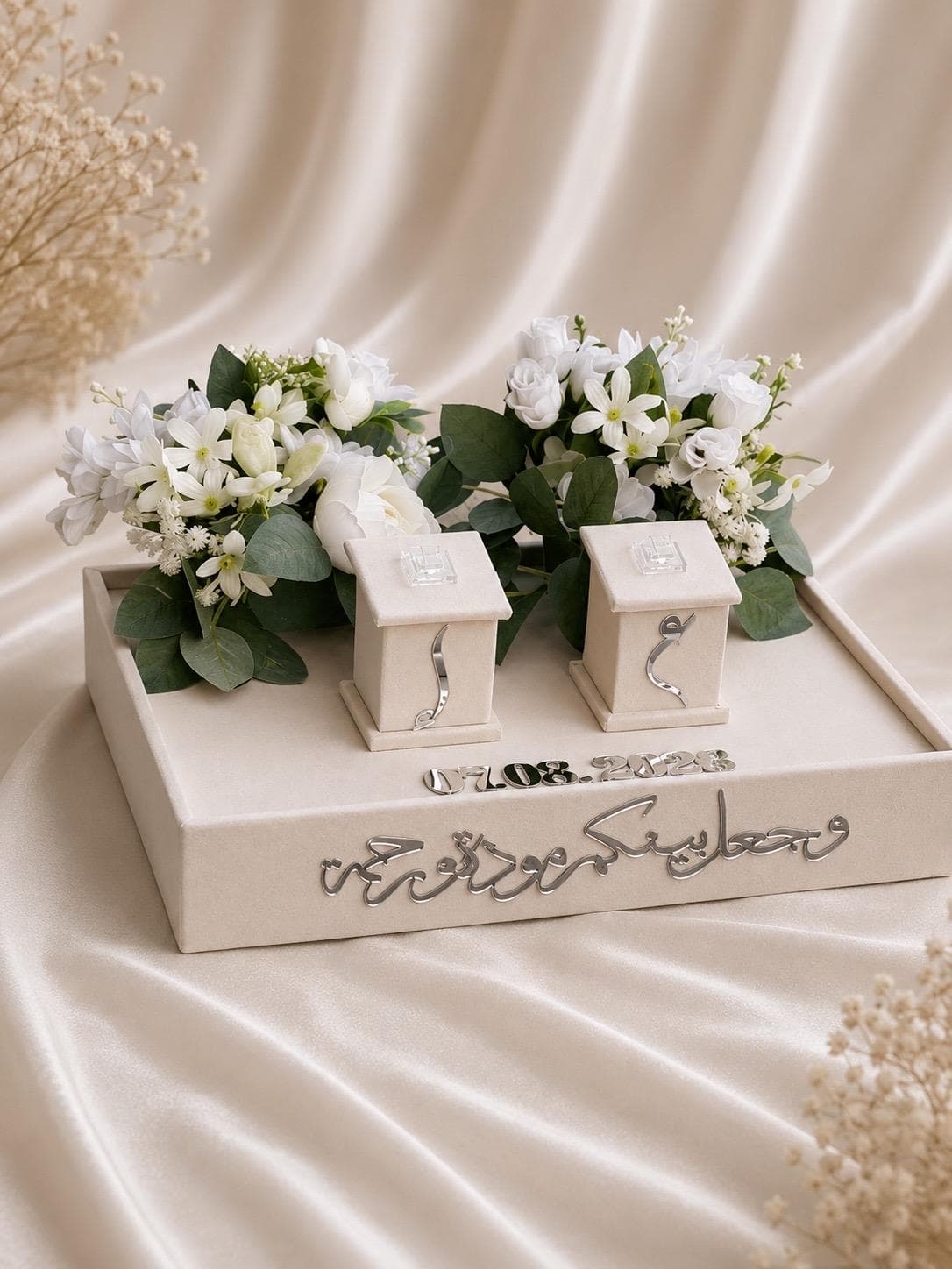 Personalized Velvet Ring Tray, Custom Wedding Keepsake, Floral Bouquet Holder - image 5