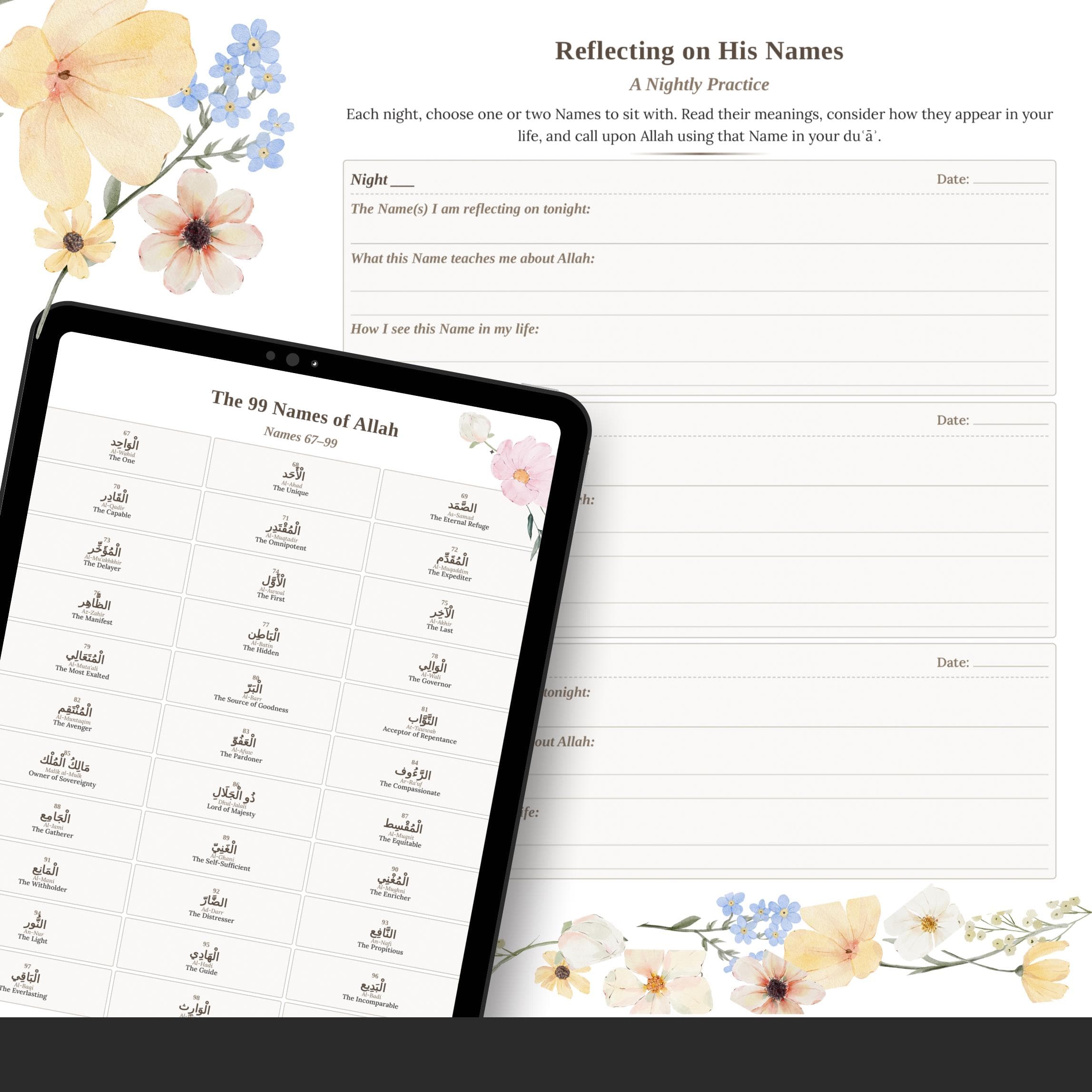 99 Names of Allah Journal | Islamic Reflection Workbook (Digital PDF) - image 3