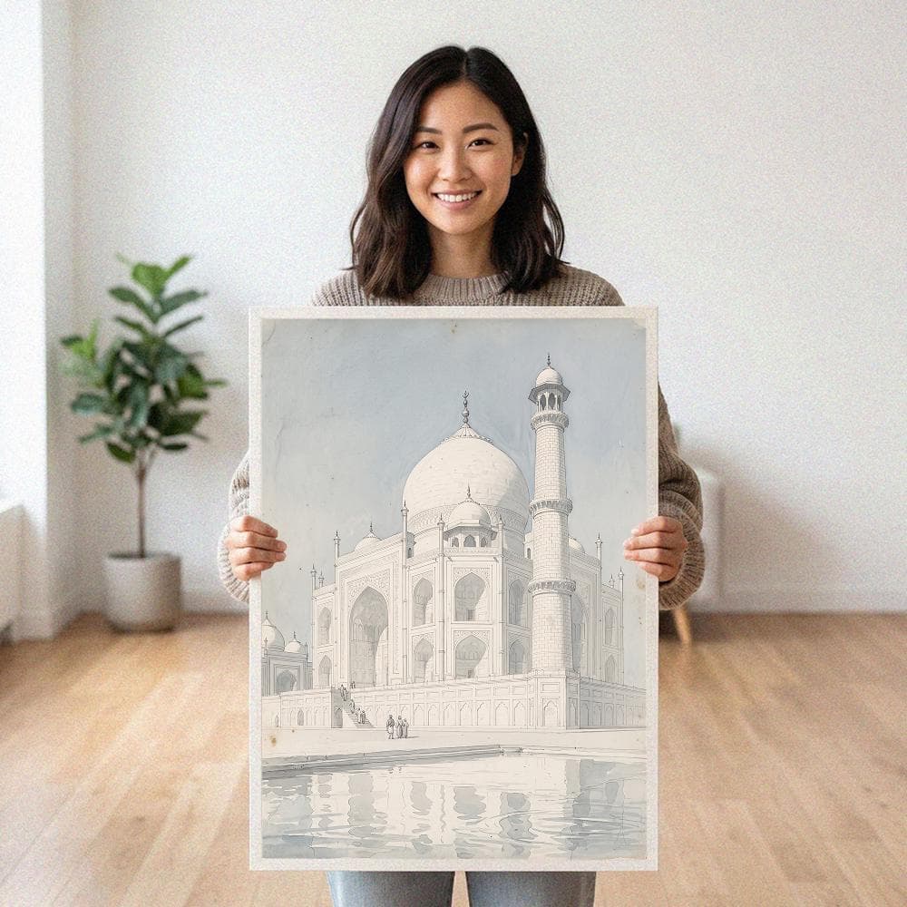 Vintage Taj Mahal Illustration Printable Wall Art Architectural Sketch Indian Landmark Art Print Digital Download - image 3