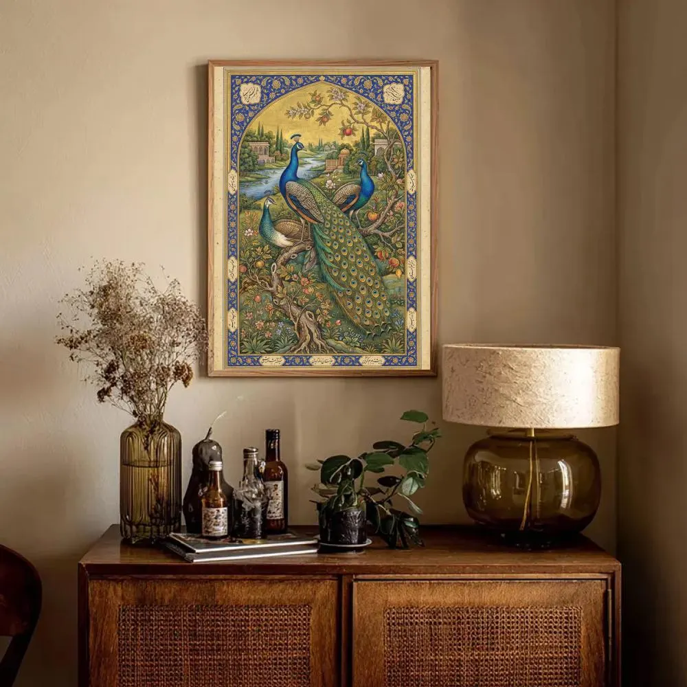 Mughal Peacock Wall Art | Vintage Indian Bird Print | Royal Garden Miniature | South Asian Floral Decor | Islamic Art | Digital Download - image 4