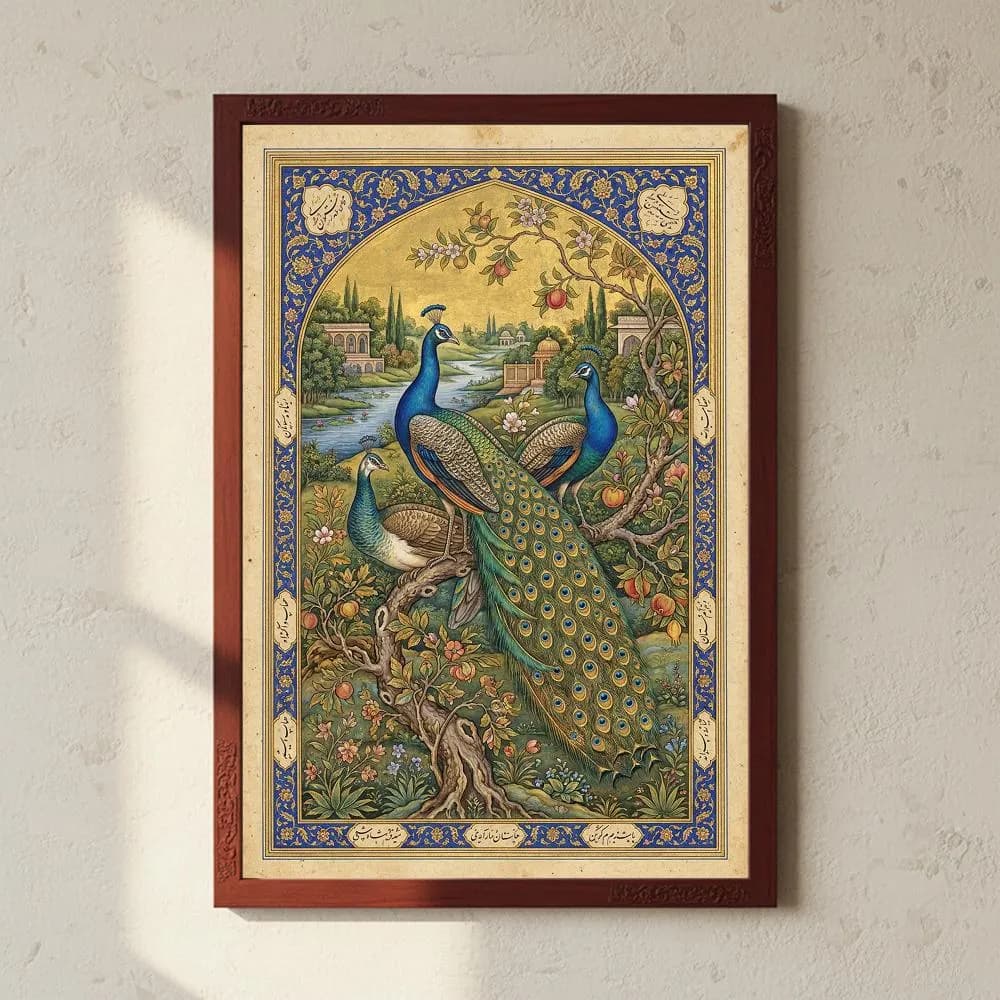 Mughal Peacock Wall Art | Vintage Indian Bird Print | Royal Garden Miniature | South Asian Floral Decor | Islamic Art | Digital Download - image 5