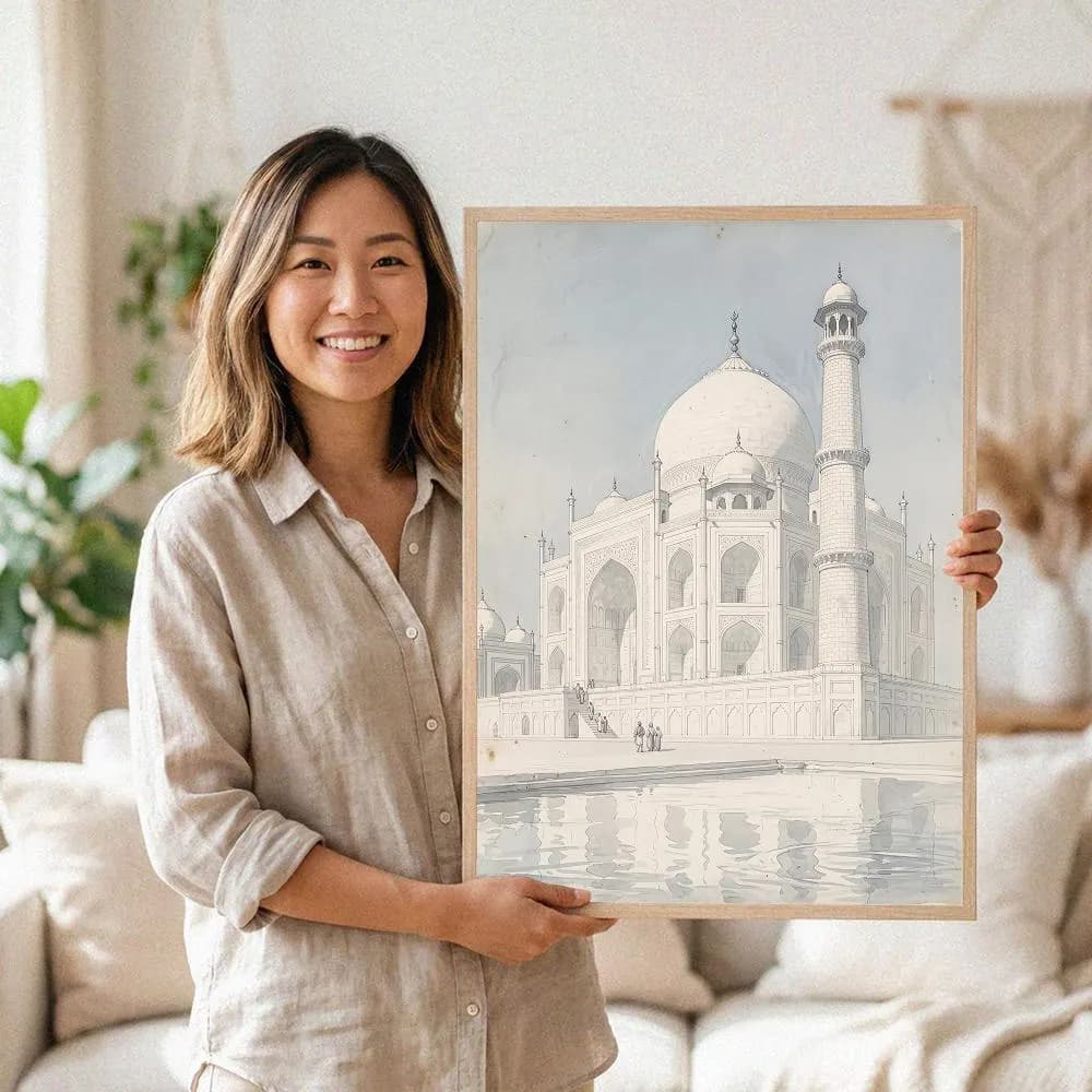 Vintage Taj Mahal Illustration Printable Wall Art Architectural Sketch Indian Landmark Art Print Digital Download - image 4