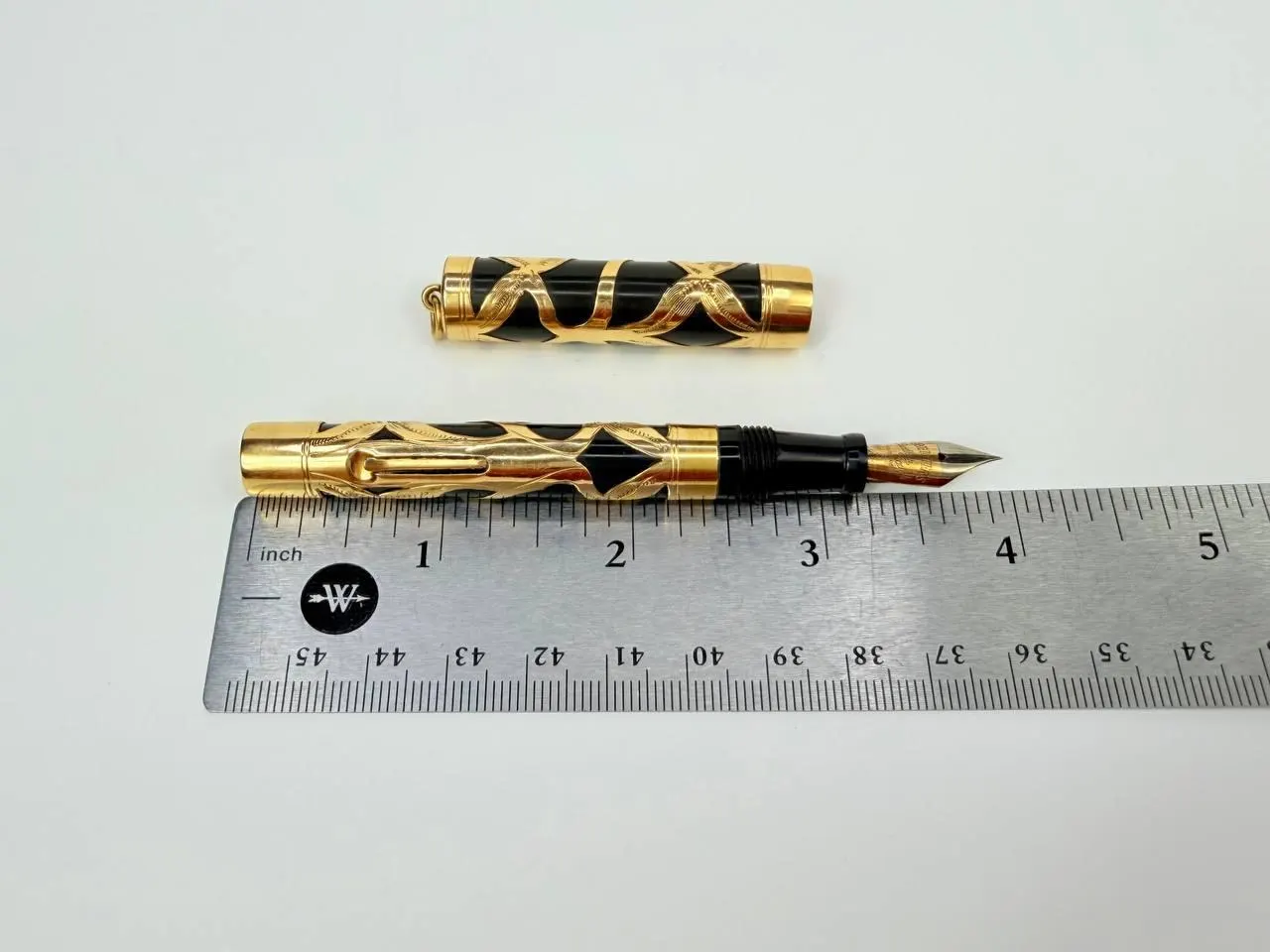 Vtg Restored CONKLIN CRESCENT Fountain Pen Gold Filled Filigree Overlay NIB 14k - image 4