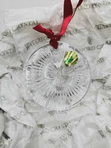 WATERFORD CRYSTAL PEACE disk ornament 3” w/ Original Box Holiday Tree Toy Bird - image 4