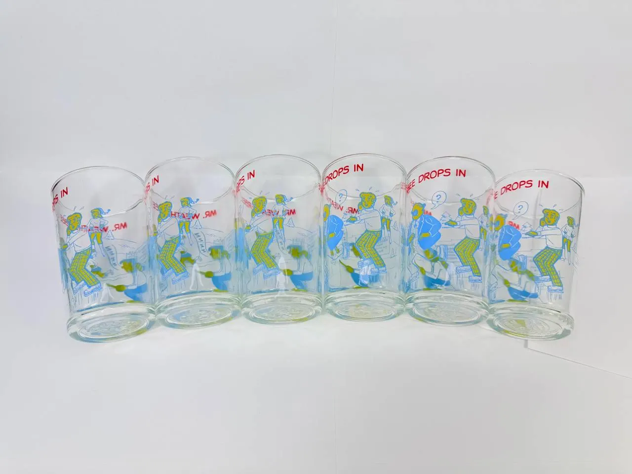 Vintage 1973 Welch’s Archie Comics Mr Weatherbee Drops In Glasses Set of 6 - image 3