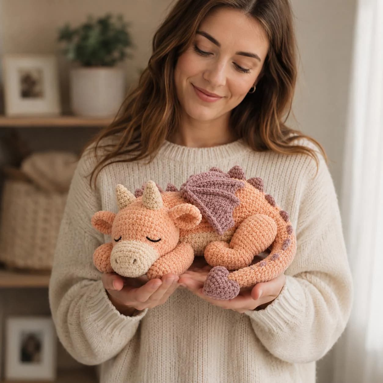 Sleeping Heart-Tail Dragon Crochet Pattern PDF, Chenille Amigurumi Plush Tutorial,Baby Dragon Crochet Pattern,Instant Download - image 4