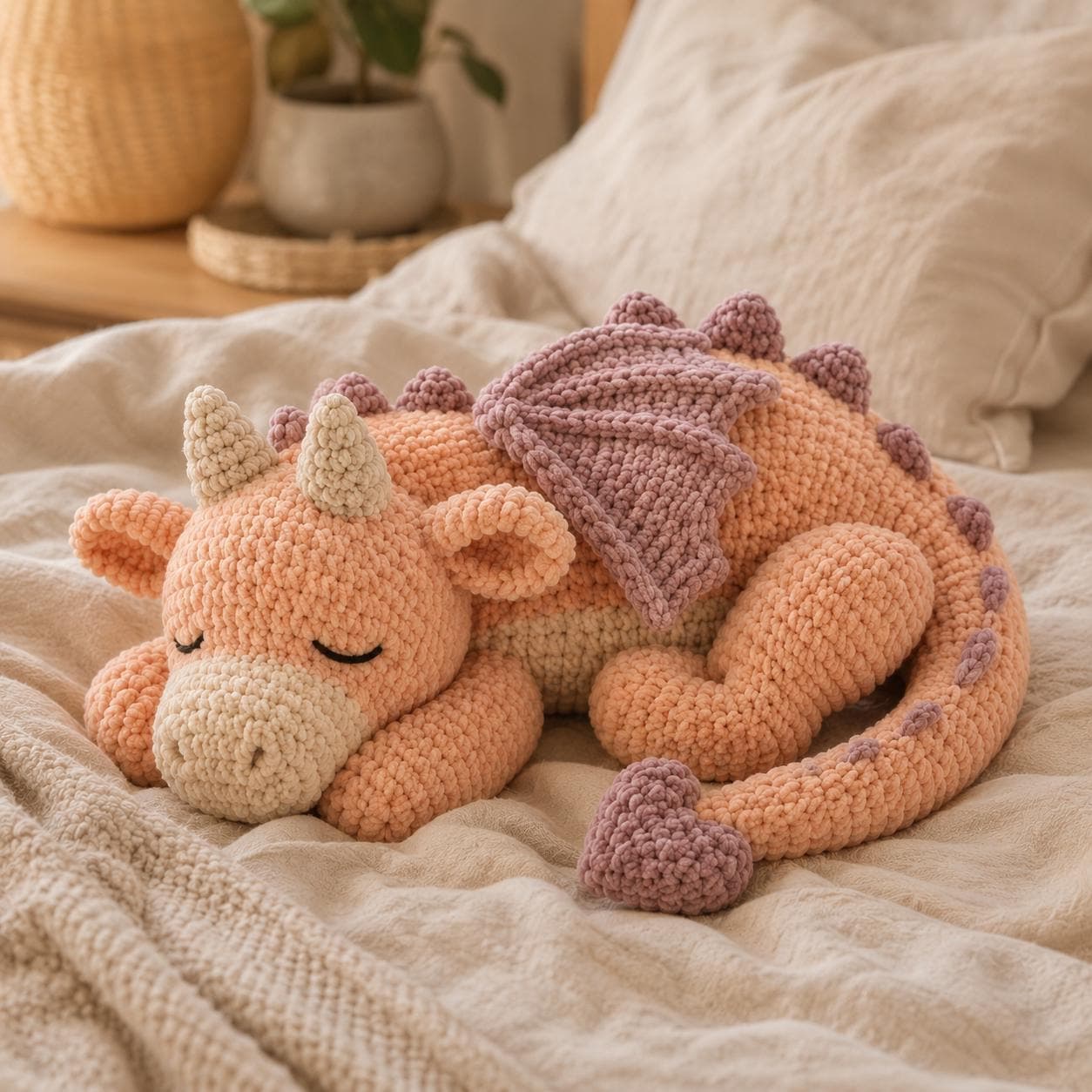 Sleeping Heart-Tail Dragon Crochet Pattern PDF, Chenille Amigurumi Plush Tutorial,Baby Dragon Crochet Pattern,Instant Download - image 3