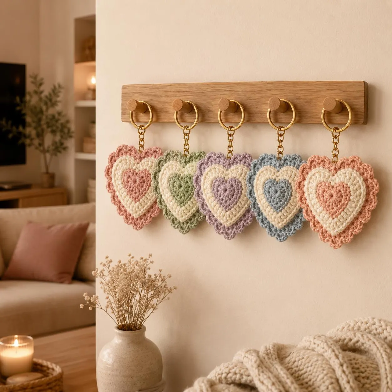 Crochet Heart Keychain Pattern PDF, Layered Heart Bag Charm Tutorial, Easy Crochet Keychain Pattern, Valentine Gift DIY,Instant Download - image 4