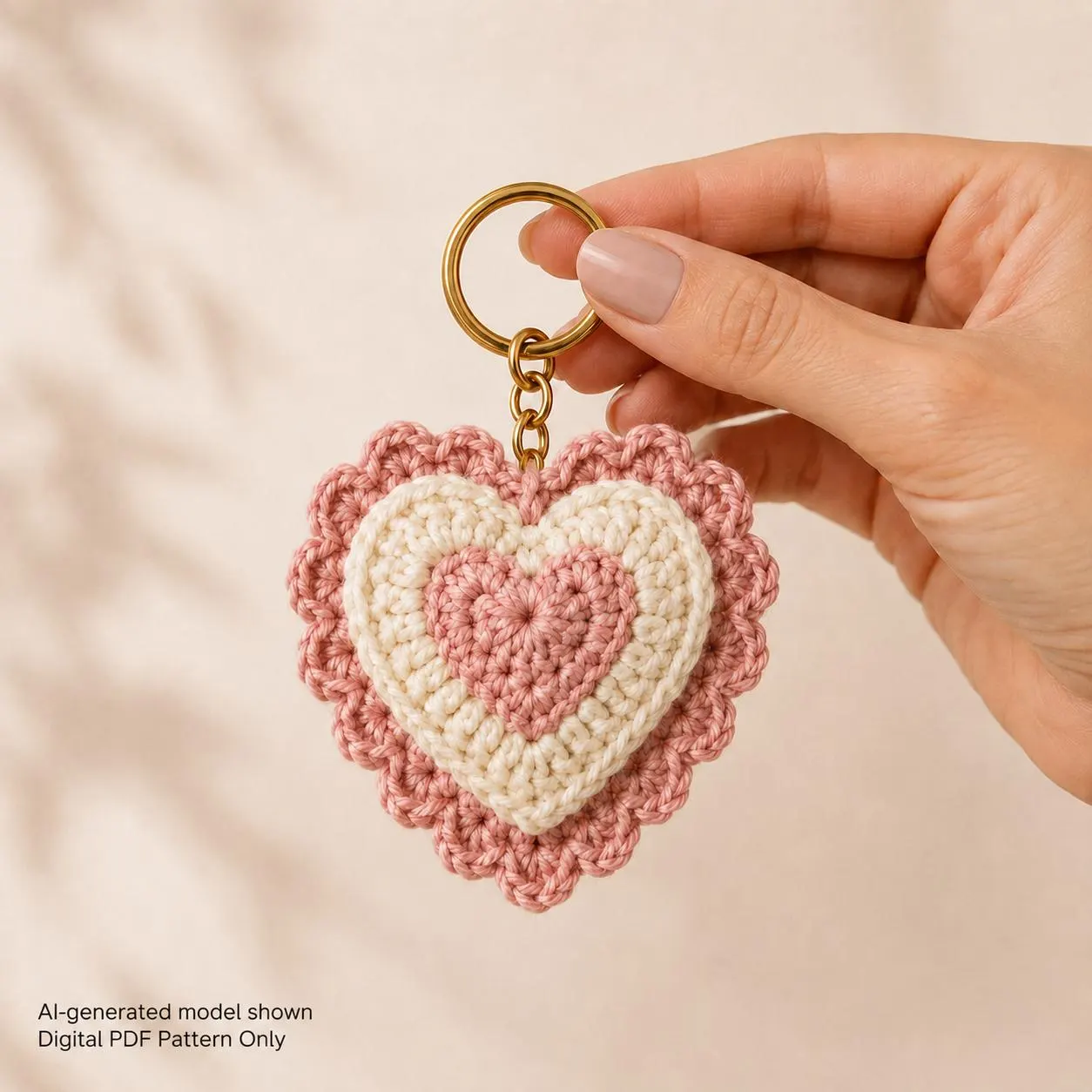 Crochet Heart Keychain Pattern PDF, Layered Heart Bag Charm Tutorial, Easy Crochet Keychain Pattern, Valentine Gift DIY,Instant Download - image 3
