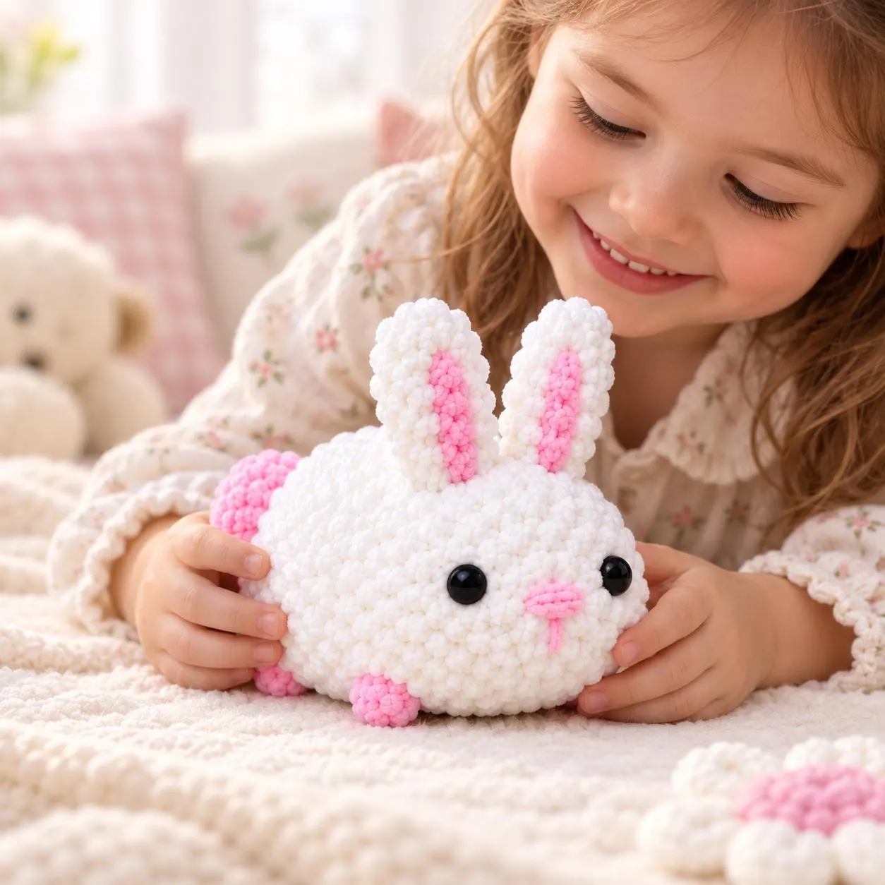 Loaf Bunny Crochet Pattern PDF | White & Pink Rabbit Amigurumi Plushie | Beginner Friendly Chenille Toy with Step by Step Visual Guide - image 4