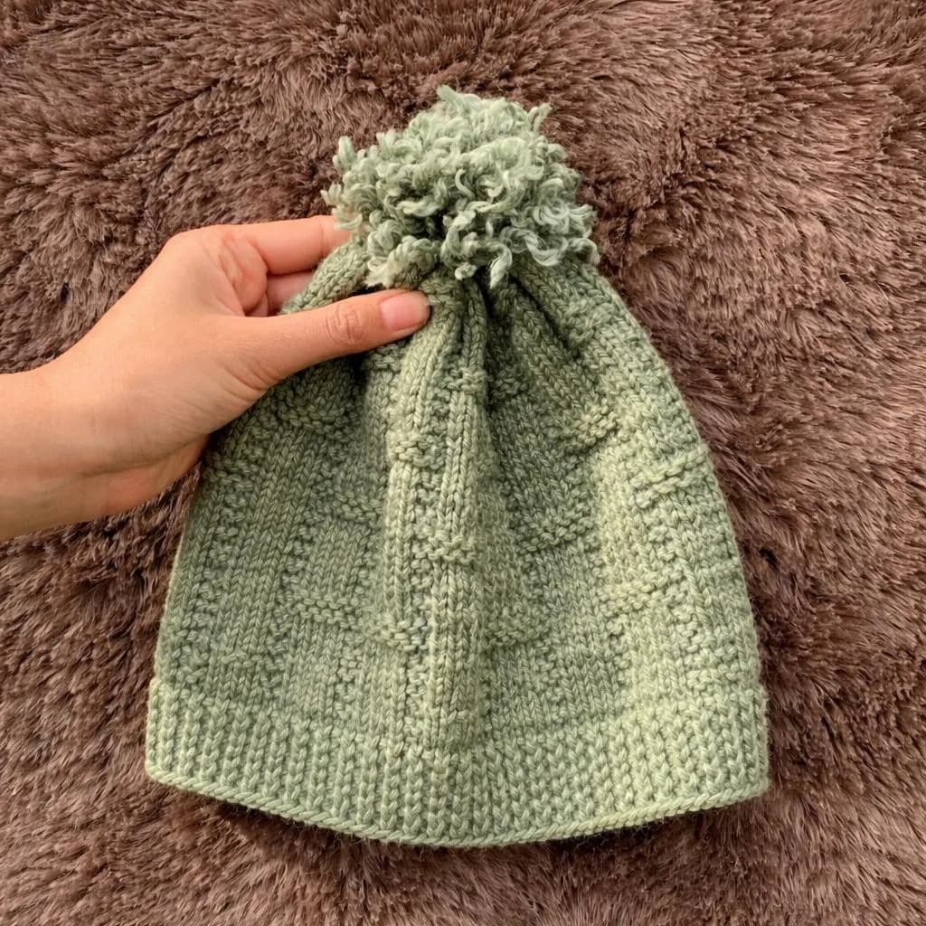 Handmade Sage Green Baby Knit Sweater & Hat Set - image 5