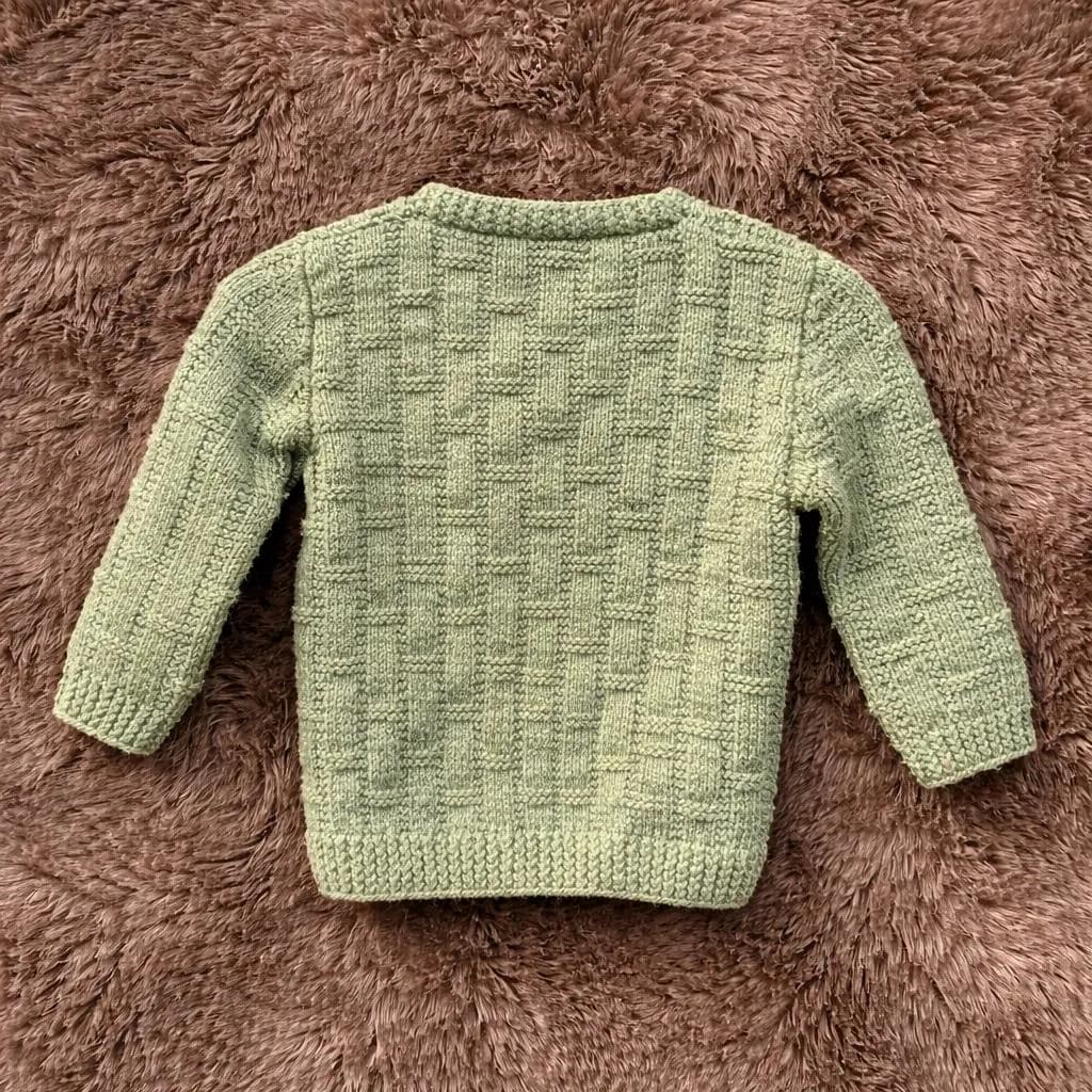 Handmade Sage Green Baby Knit Sweater & Hat Set - image 4
