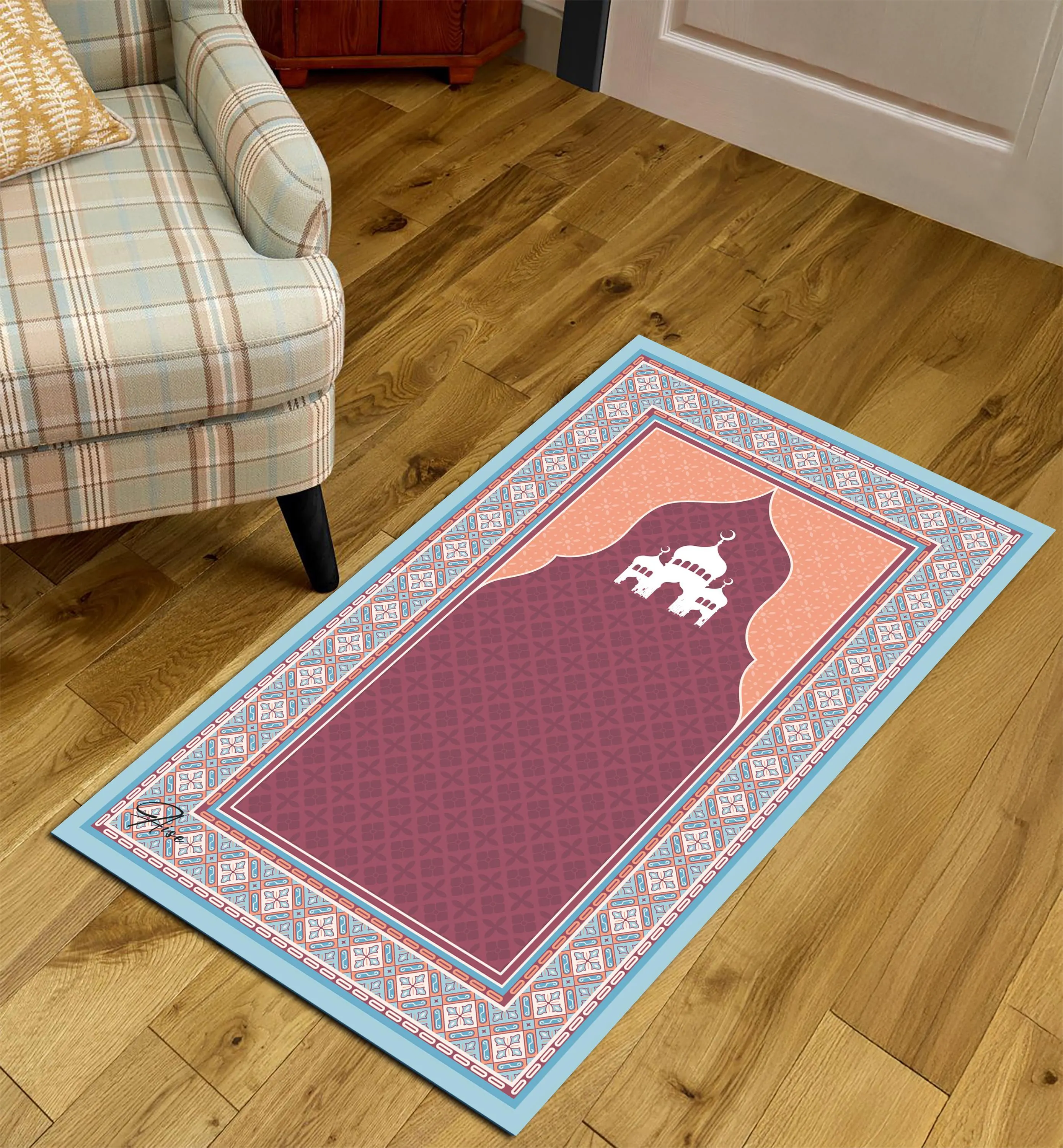 Mosque Pattern Travel Prayer Rug, Digital Printed Islamic Artwork, Women's Salah Mat - image 3