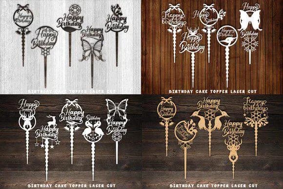Birthday Cake Topper SVG Bundle, Laser Cut Files, Cricut Silhouette Decoration - image 4