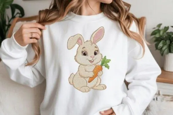 Bunny Carrot Embroidery Design | Kawaii Rabbit Hand Stitch Pattern (Digital Download) - image 4