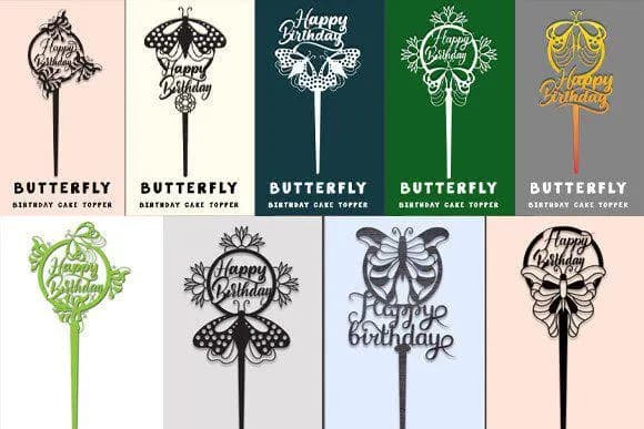 Birthday Cake Topper SVG Bundle, Laser Cut Files, Cricut Silhouette Decoration - image 3