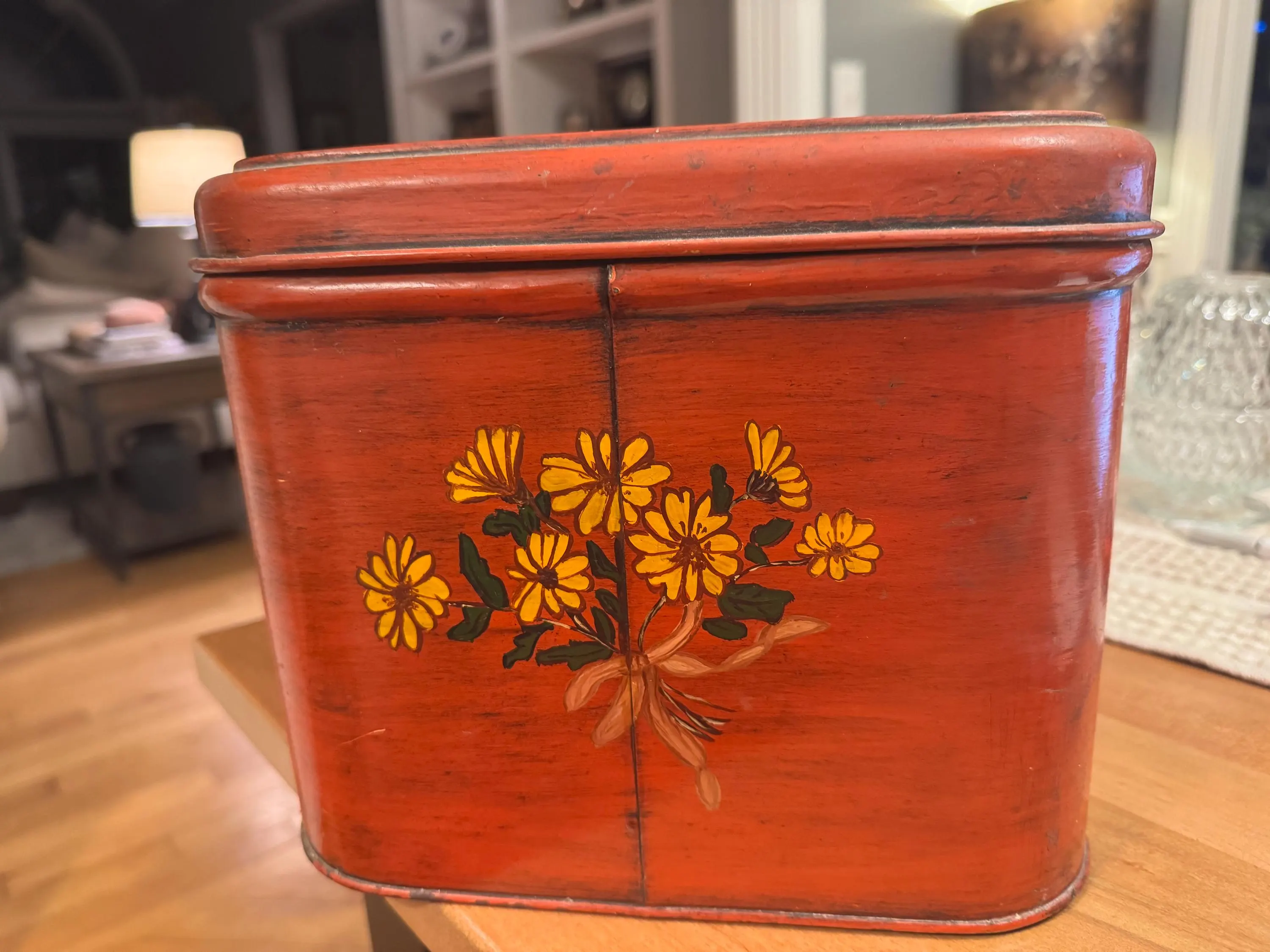 Vintage Hand-painted Tin Bread Box - image 5