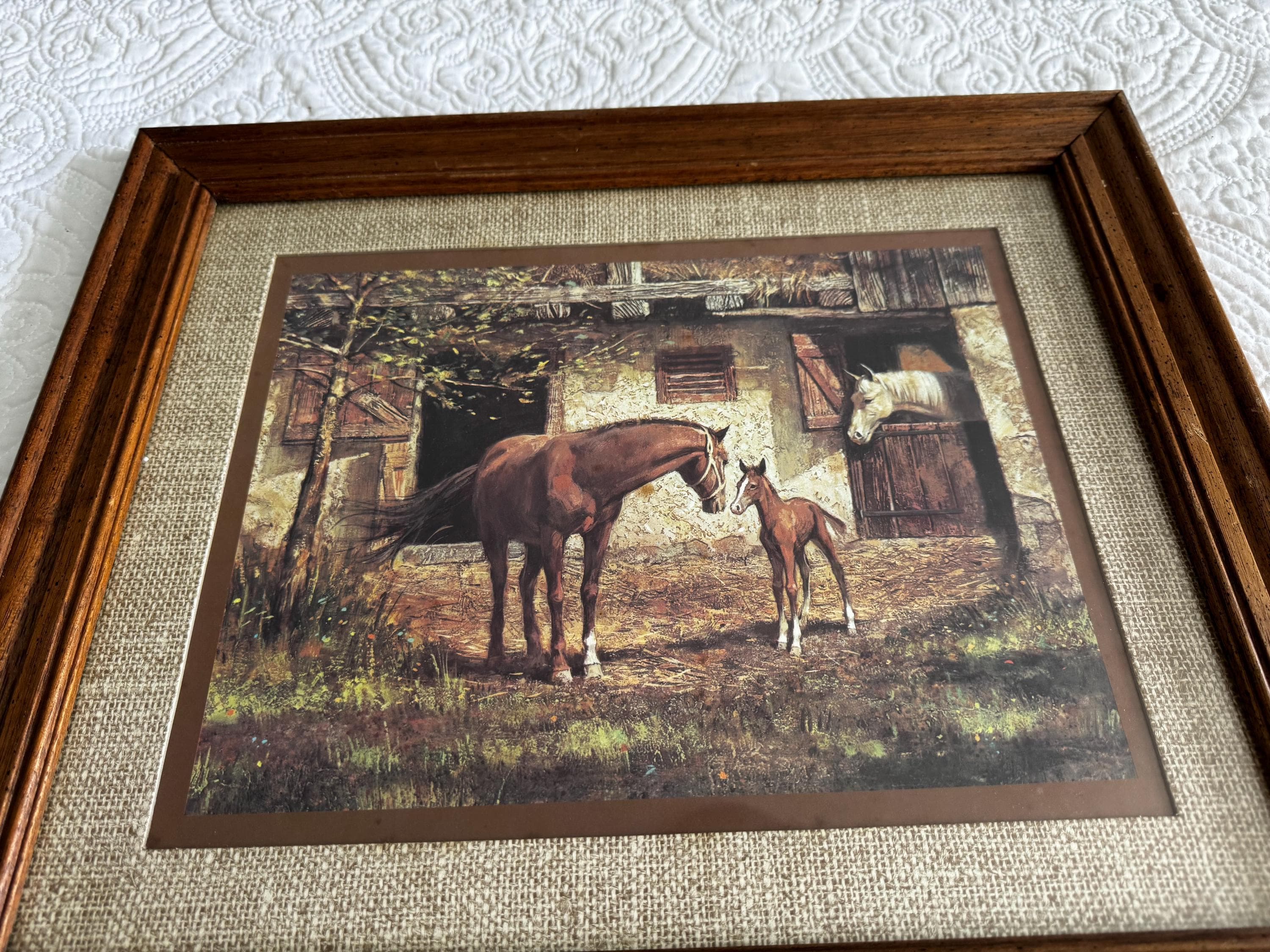 Vintage Mare and Foal Framed Print | Horse Stable Equestrian Wall Art | Rustic Farmhouse Country Decor - image 5