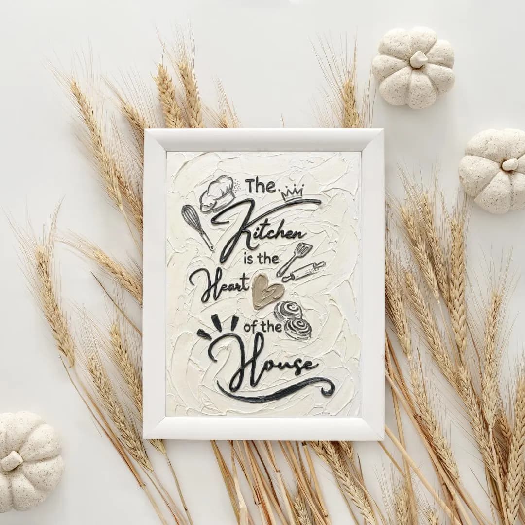 The Kitchen Is The Heart Of The House | Kitchen Wall Art | Impasto Style Print | Digital Download | A4 Printable Kitchen Quote Decor - image 5