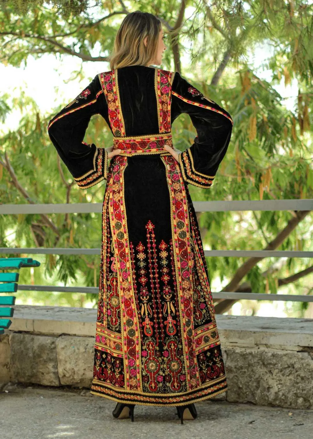 Black & Mix Velvet - Very High Quality Embroidered Palestinian style Thobe - JPK Traditions