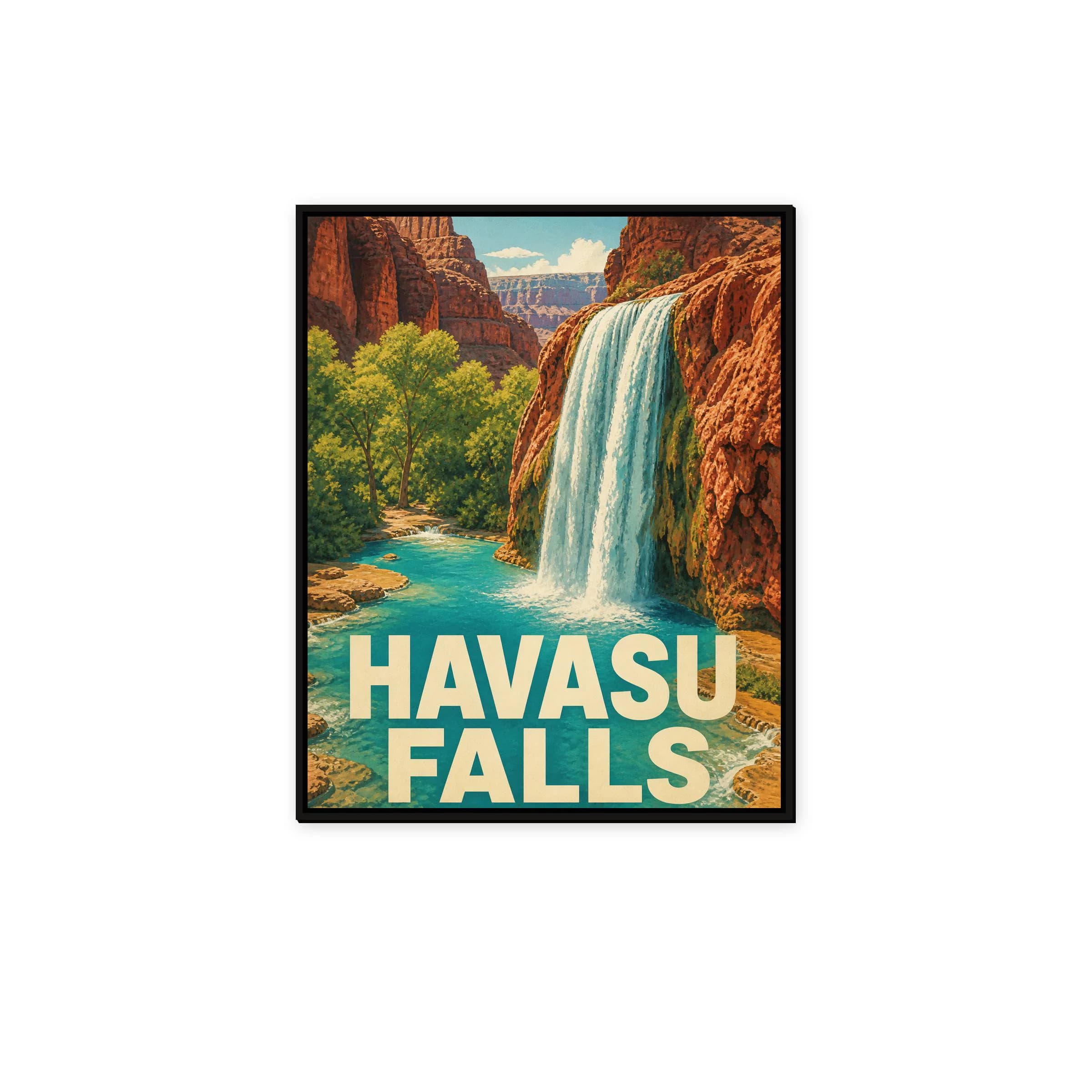 Havasu Falls Framed Canvas, Arizona Waterfall Poster - image 3