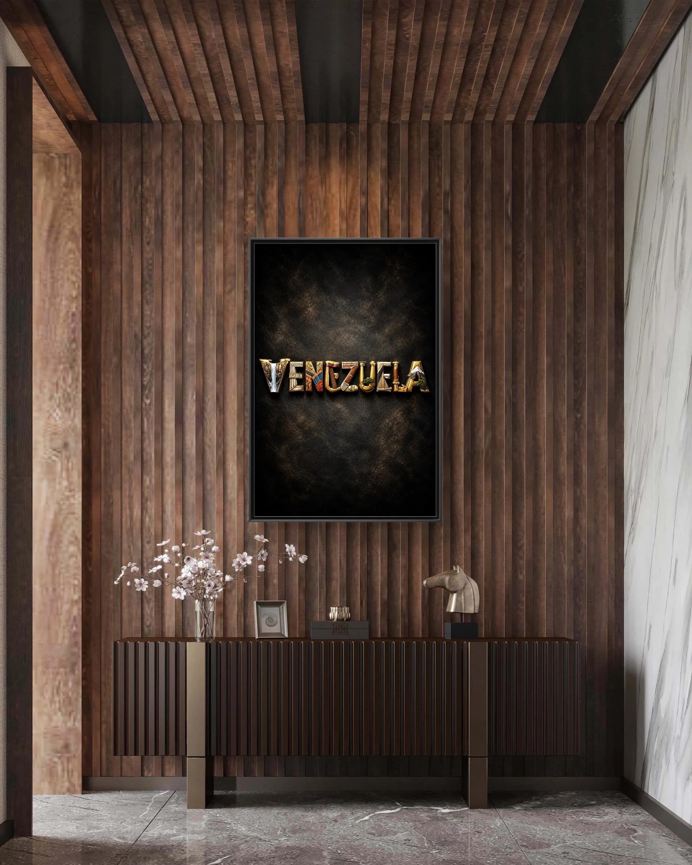 Venezuela Typography Wall Art Canvas Framed - image 4