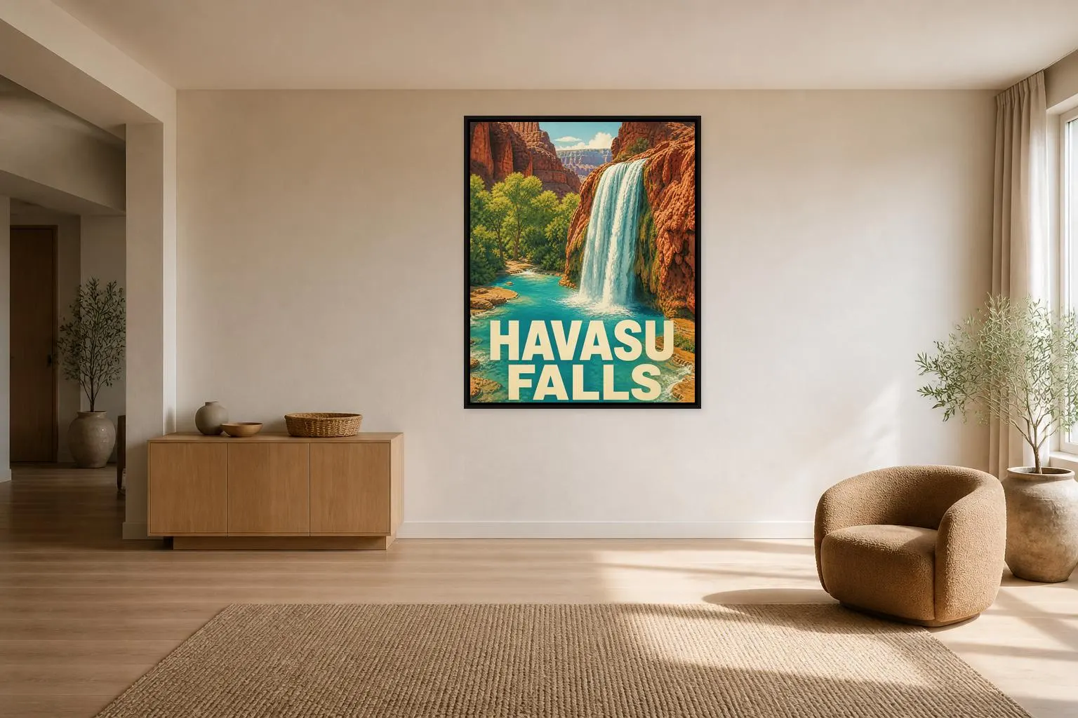 Havasu Falls Framed Canvas, Arizona Waterfall Poster - image 4