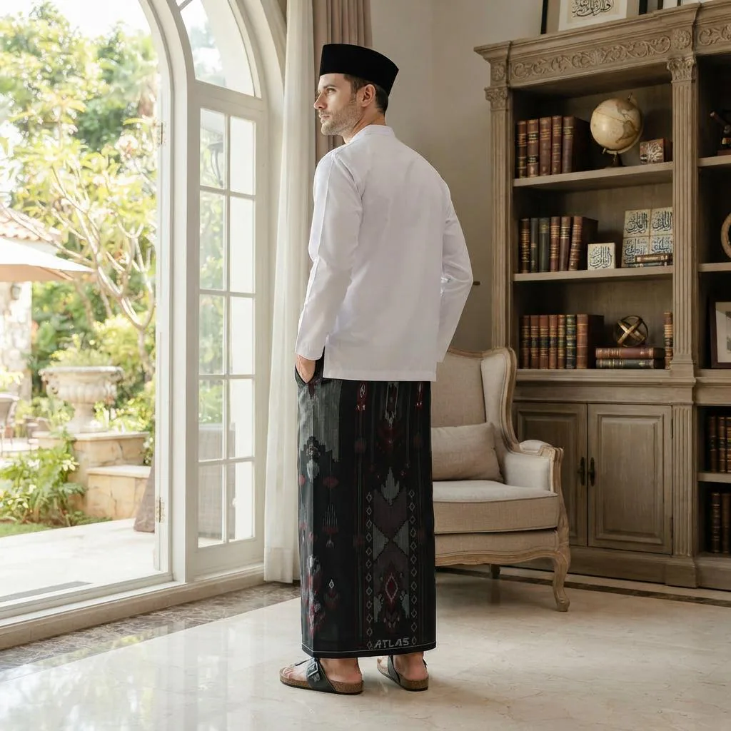 Sarong Idaman 555 Floral Motif BHS GSC 01 (Black & Red 02) - image 5