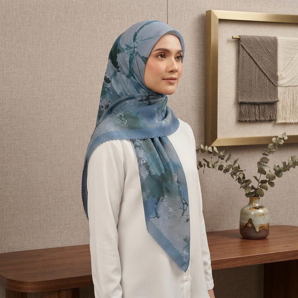 Premium Square Voal Hijab – Laser-Cut Sublimated Print – 115x115cm – Hana Series - image 5
