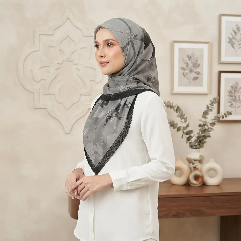 Premium Square Voal Hijab – Laser-Cut Sublimated Print – 115x115cm – Hana Series - image 4