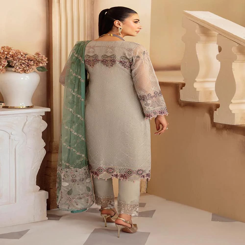Organza Salwar Kameez: Pakistani Embroidered Wedding Suit Gifts - image 5