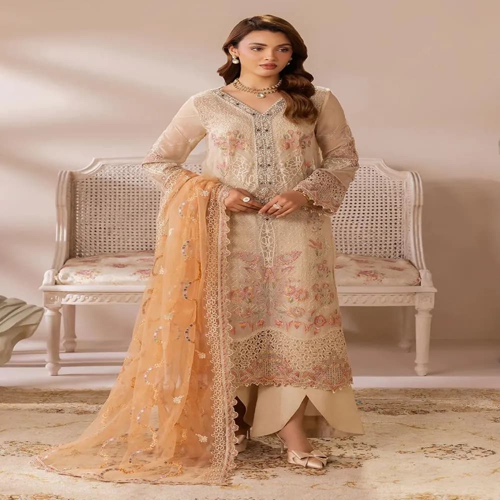 Pakistan and Indian Salwar Kameez Chiffon 3 Piece Suits Kurta Kurti – Wedding Gift Dress - image 3