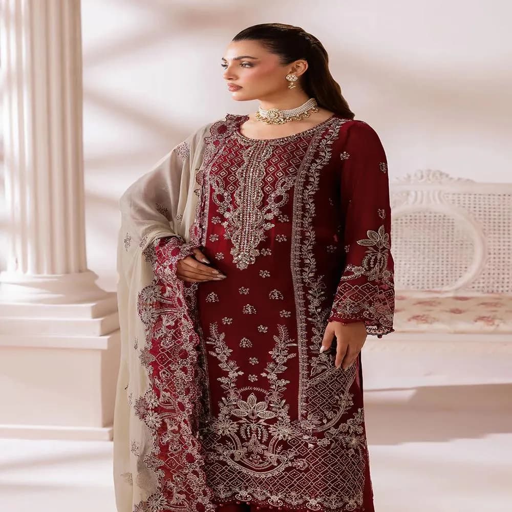 Designer Pakistani Luxury Chiffon 3 Piece Suits Kurta Kurti – Wedding Gift Dress - image 4