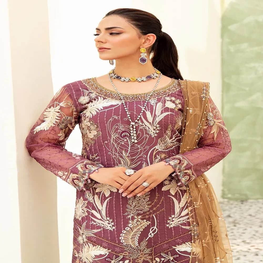 Pakistani wedding dress salwar kameez net organza embroidery outfit - image 3
