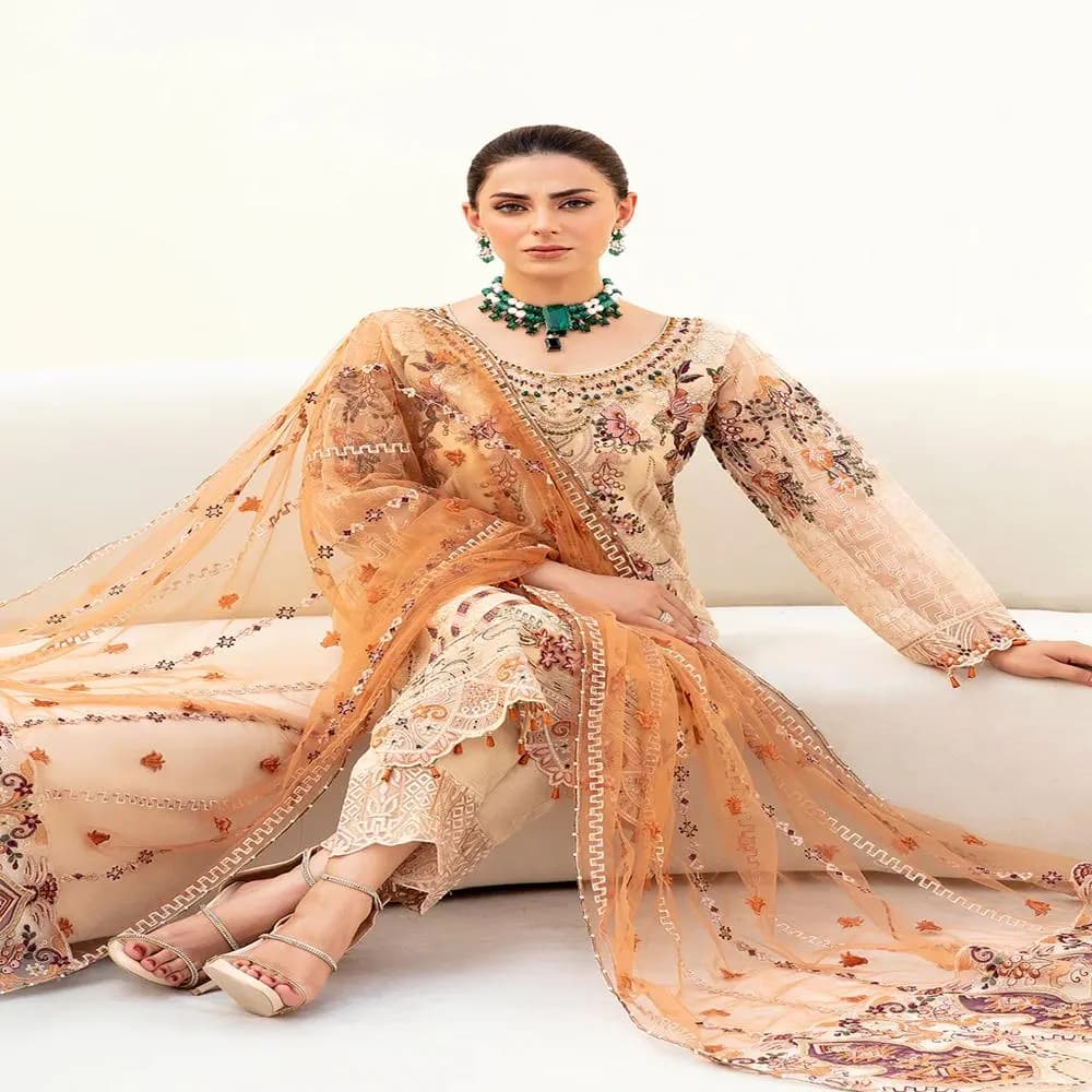 Embroidered Organza Salwar Kameez: Pakistani Indian Wedding Dress, Eid Outfit - image 5