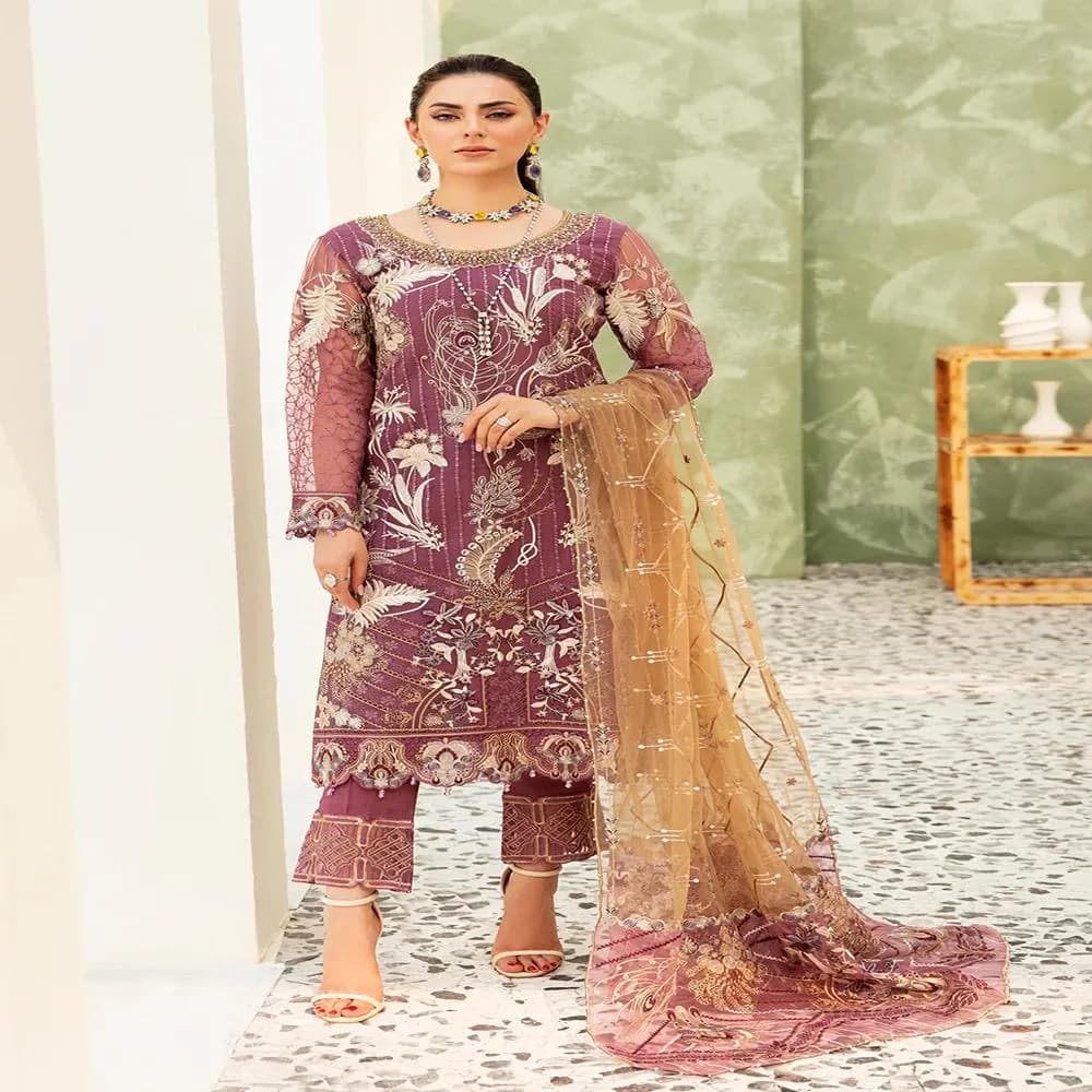 Pakistani wedding dress salwar kameez net organza embroidery outfit - image 4