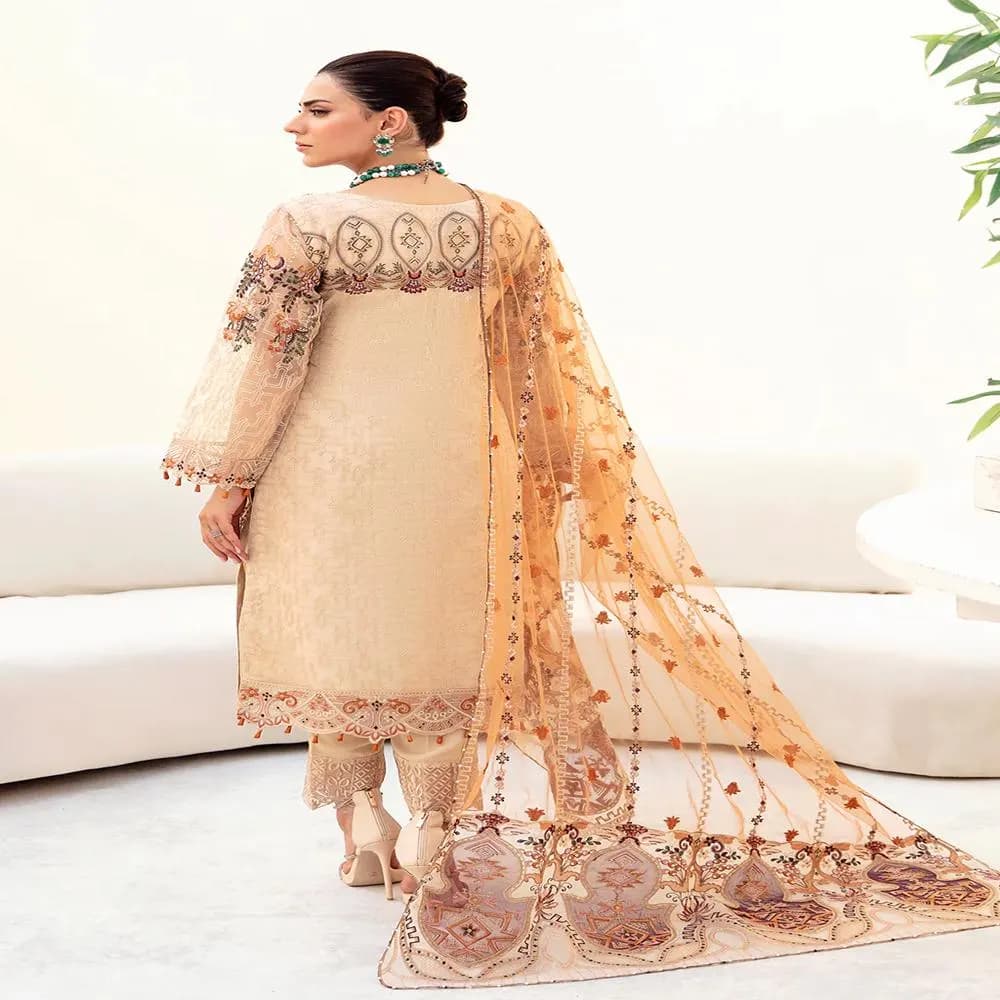 Embroidered Organza Salwar Kameez: Pakistani Indian Wedding Dress, Eid Outfit - image 4