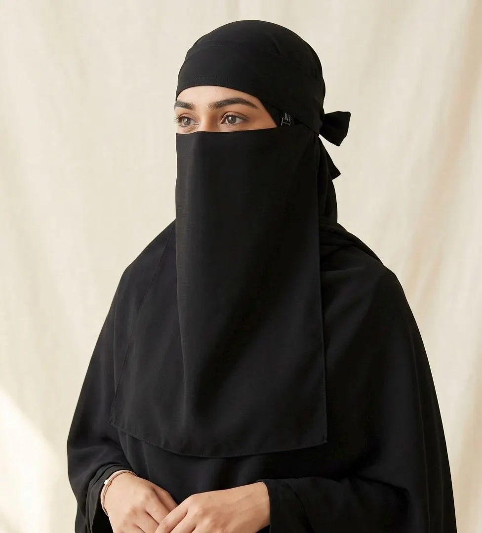 Pack of 6 Black Chiffon Niqab – Double Layer, Lightweight Modest Face Veil Saudi Niqab - image 3