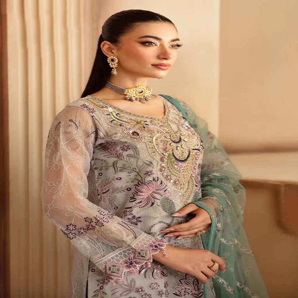 Organza Salwar Kameez: Pakistani Embroidered Wedding Suit Gifts - image 4
