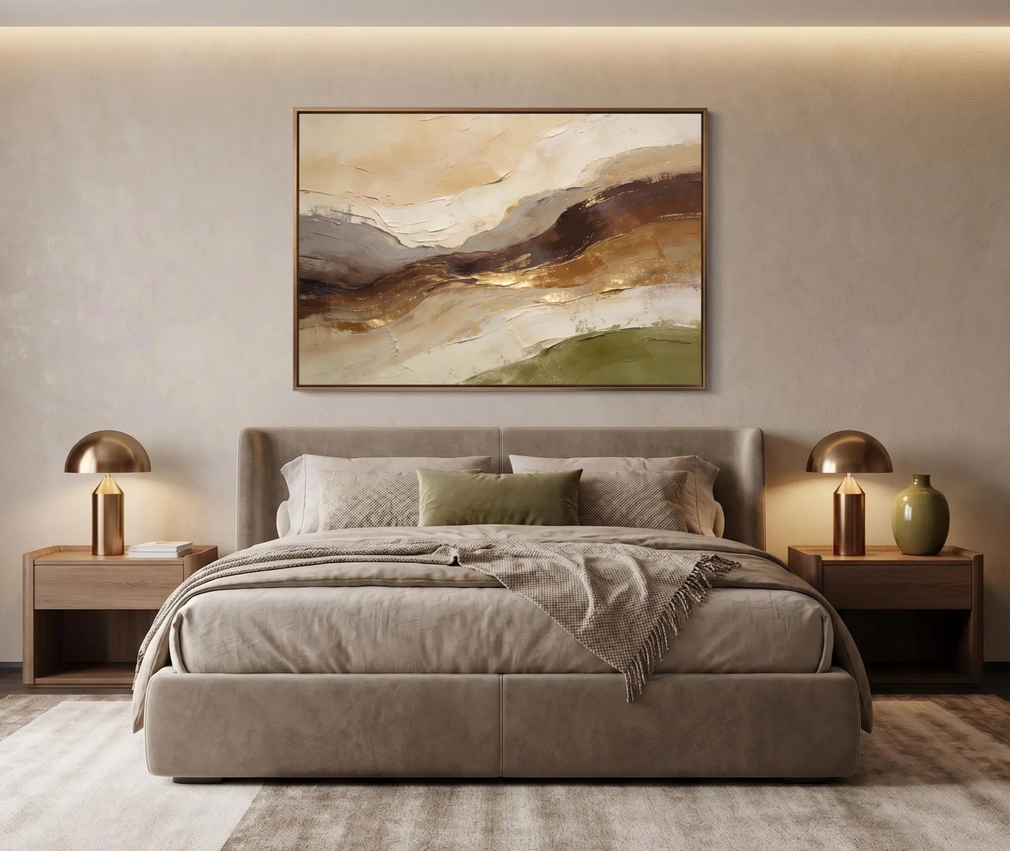 Luxury Neutral Abstract Wall Art, Beige Gold Landscape Painting, Elegant Earth Tone Printable Decor, Modern Impasto Artwork Download - image 4