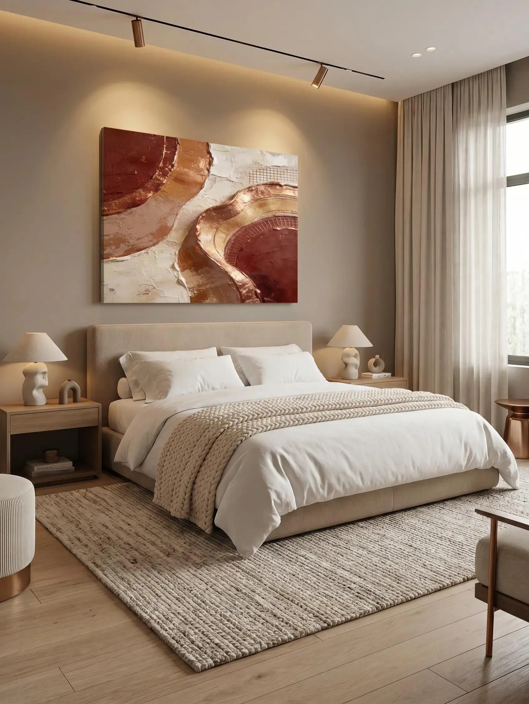 Luxury Beige Copper Textured Wall Art,Neutral Abstract Impasto Painting,Modern Organic Wall Decor,Large Printable Art 24x36 Digital Download - image 5