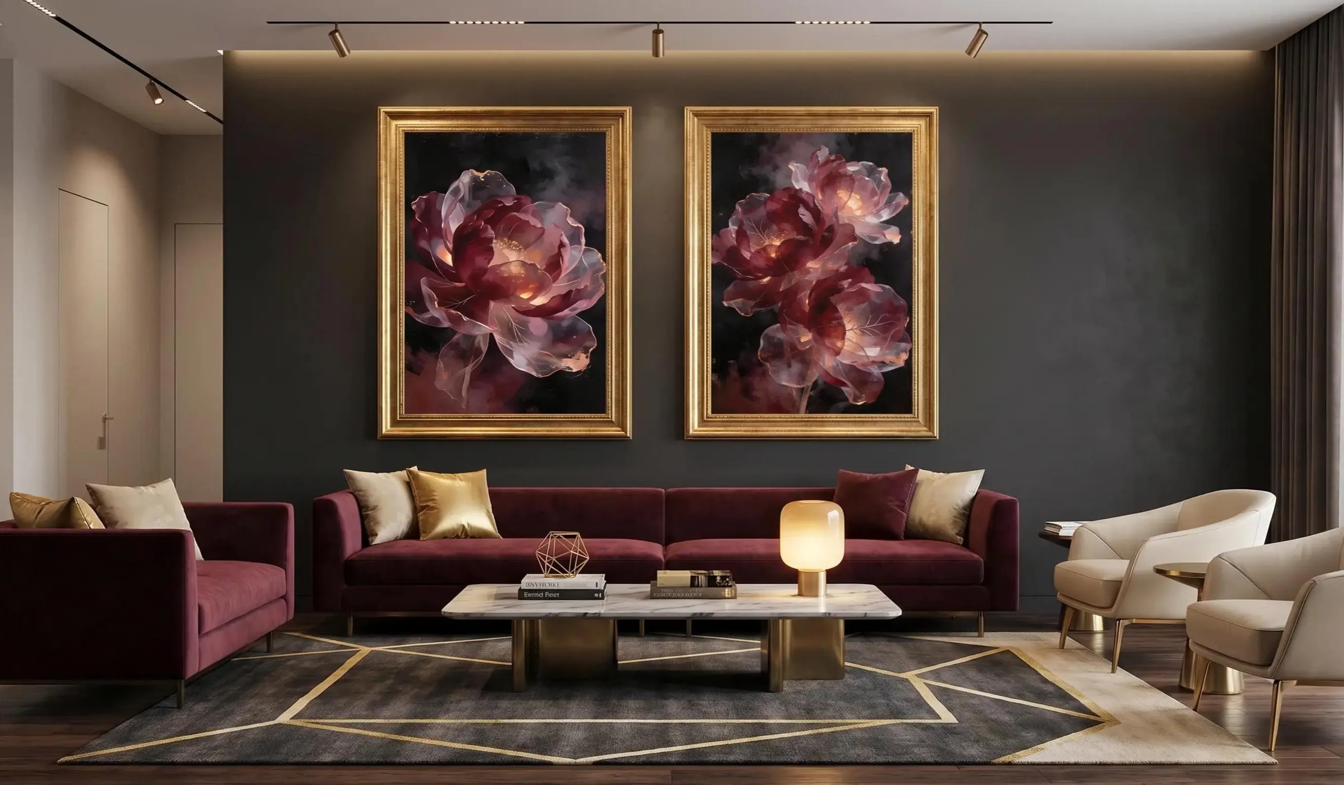 Luxury Dark Floral Wall Art Set of 2, Ethereal Transparent Flowers, Moody Botanical Printable, Large Wall Art 24x36, Instant Download - image 5